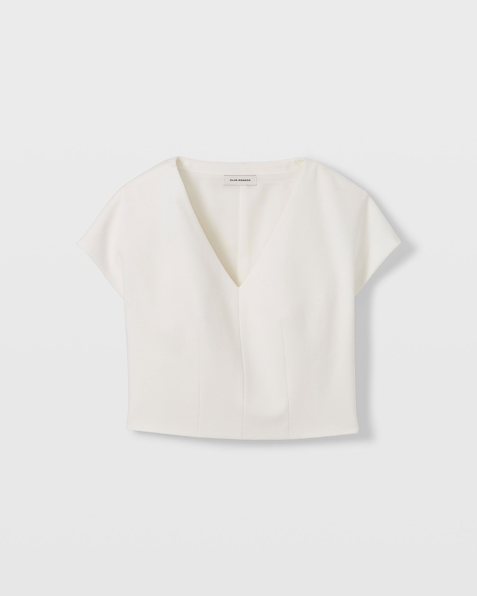 CLUB MONACO - Textured V-Neck Top - White