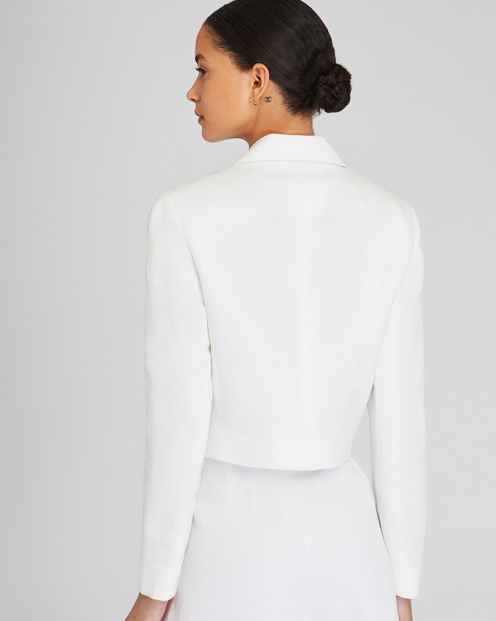 CLUB MONACO - Cropped Linen Blend Blazer - Off White