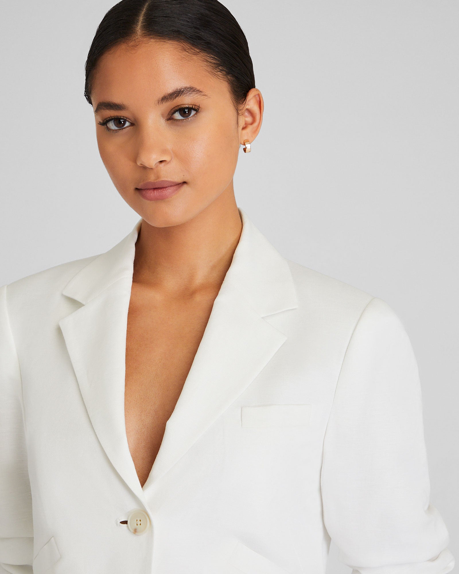 CLUB MONACO - Cropped Linen Blend Blazer - Off White