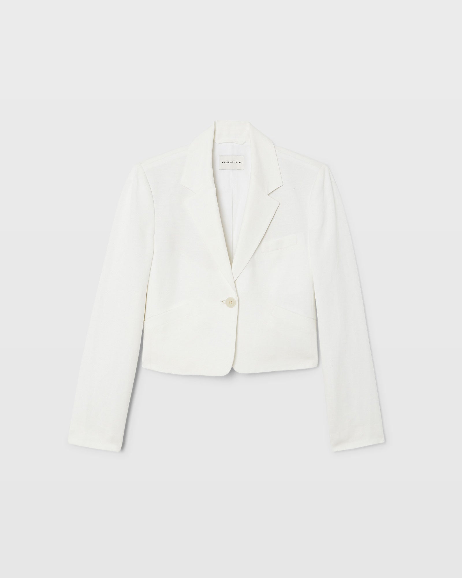 CLUB MONACO - Cropped Linen Blend Blazer - Off White