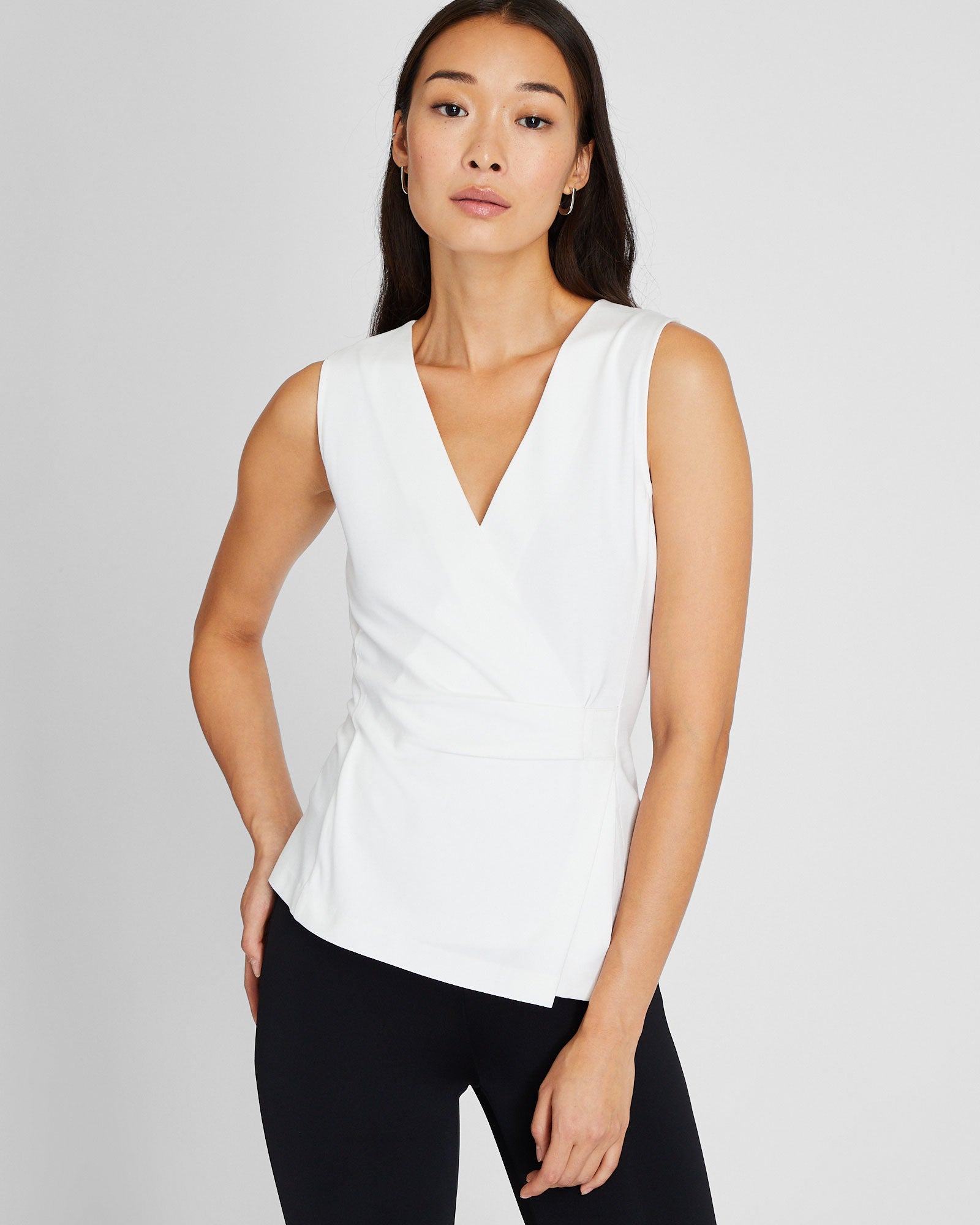 CLUB MONACO - Haut cache-cœur sans manches - Blanc