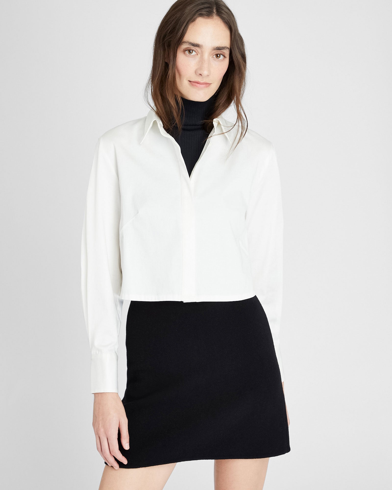 CLUB MONACO - Cropped Cotton Button Down Shirt - White