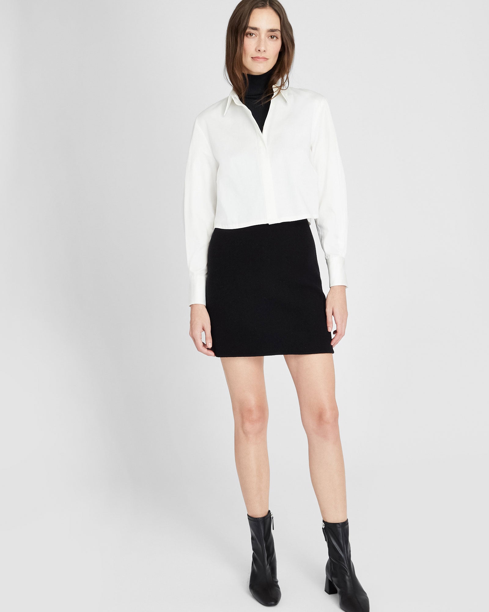 CLUB MONACO - Cropped Cotton Button Down Shirt - White