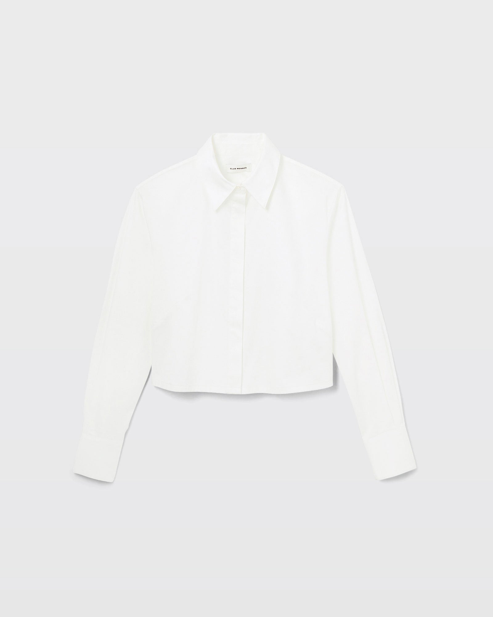CLUB MONACO - Cropped Cotton Button Down Shirt - White