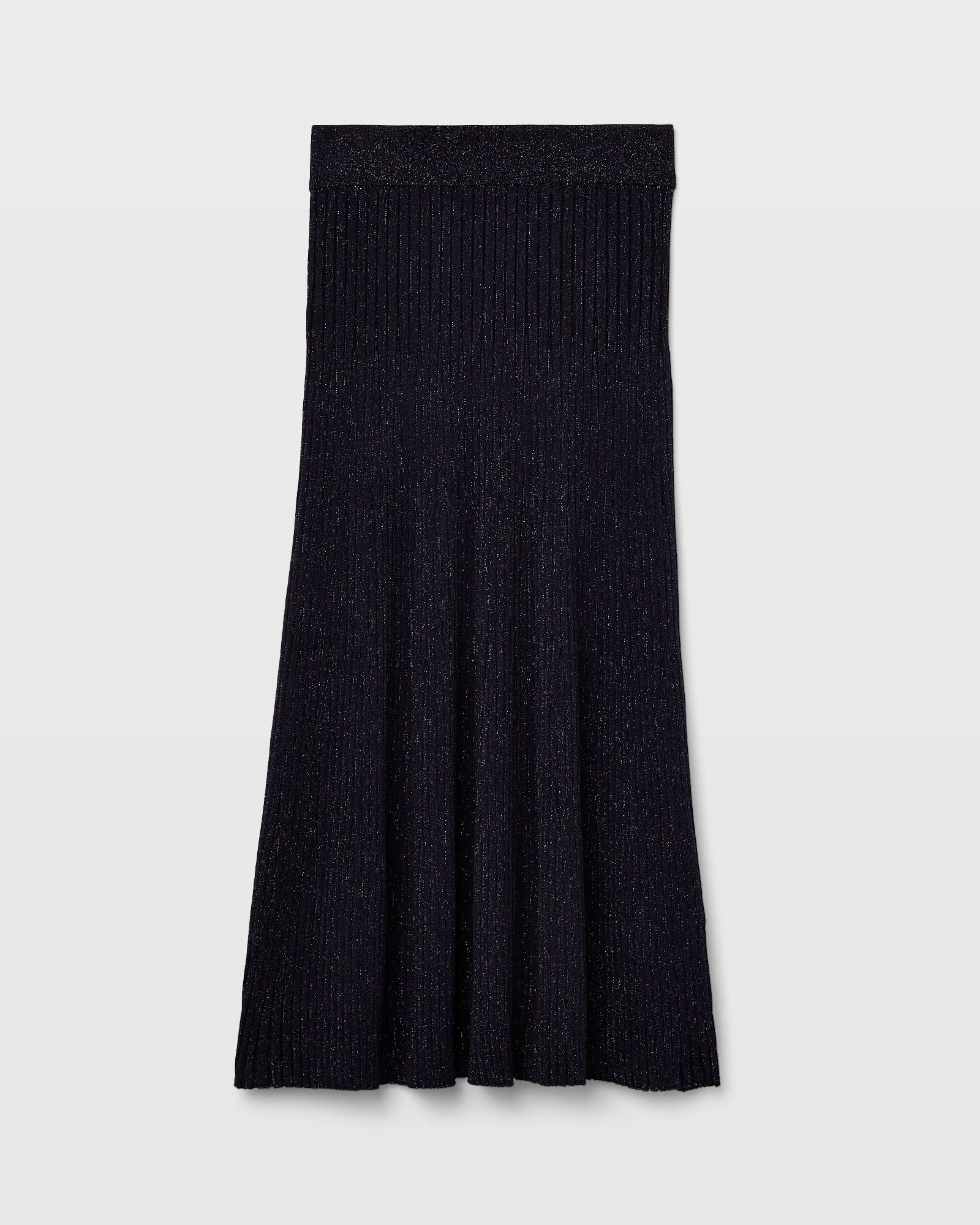 CLUB MONACO - Metallic Rib Knit Midi Skirt - Blue