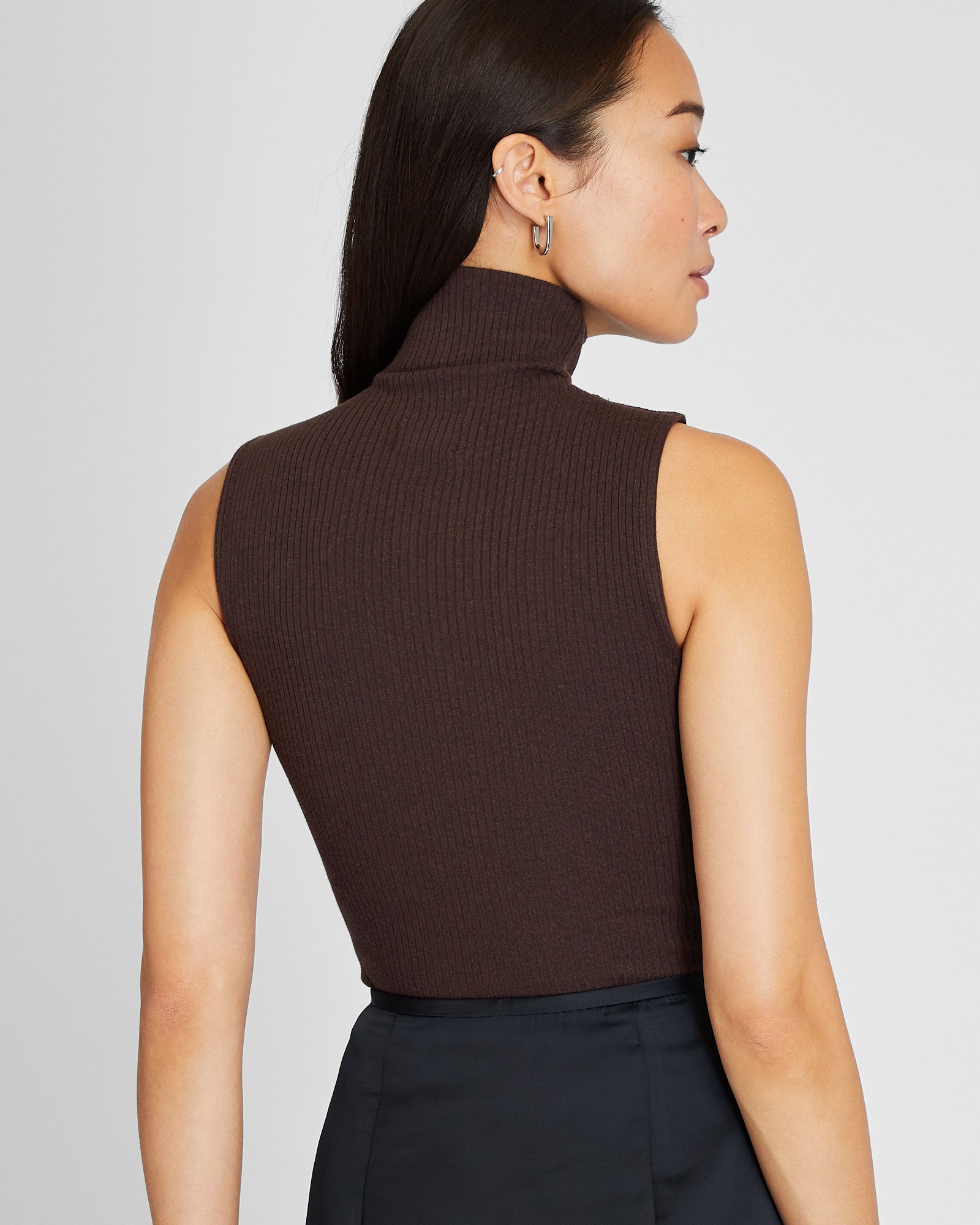 CLUB MONACO - Col roulé Julianna cachemire/coton - Brun foncé