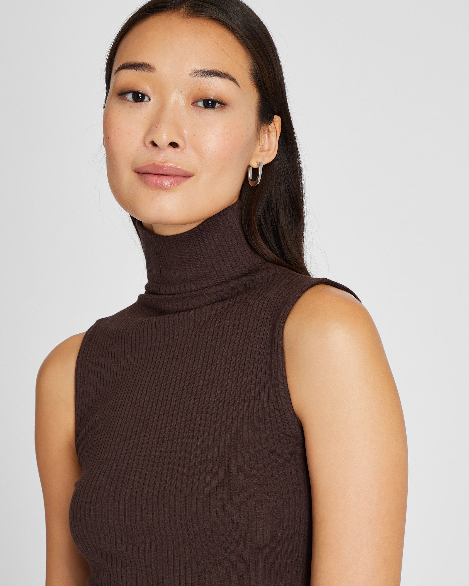 CLUB MONACO - Col roulé Julianna cachemire/coton - Brun foncé