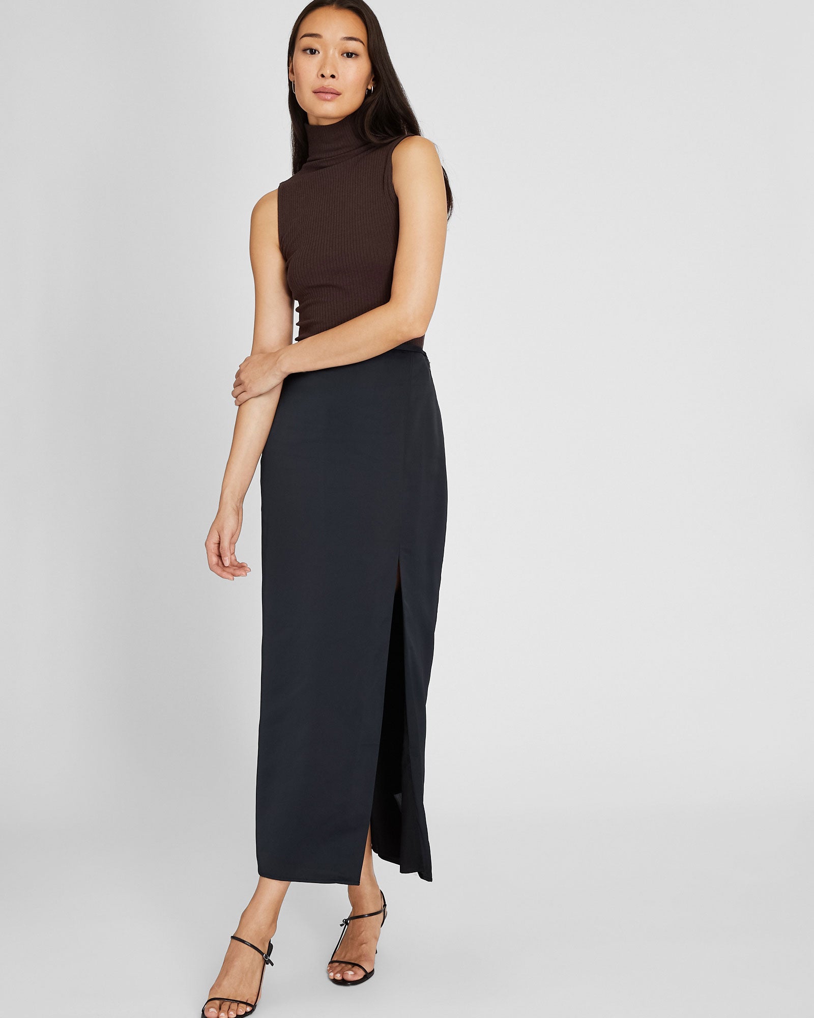 CLUB MONACO - Col roulé Julianna cachemire/coton - Brun foncé
