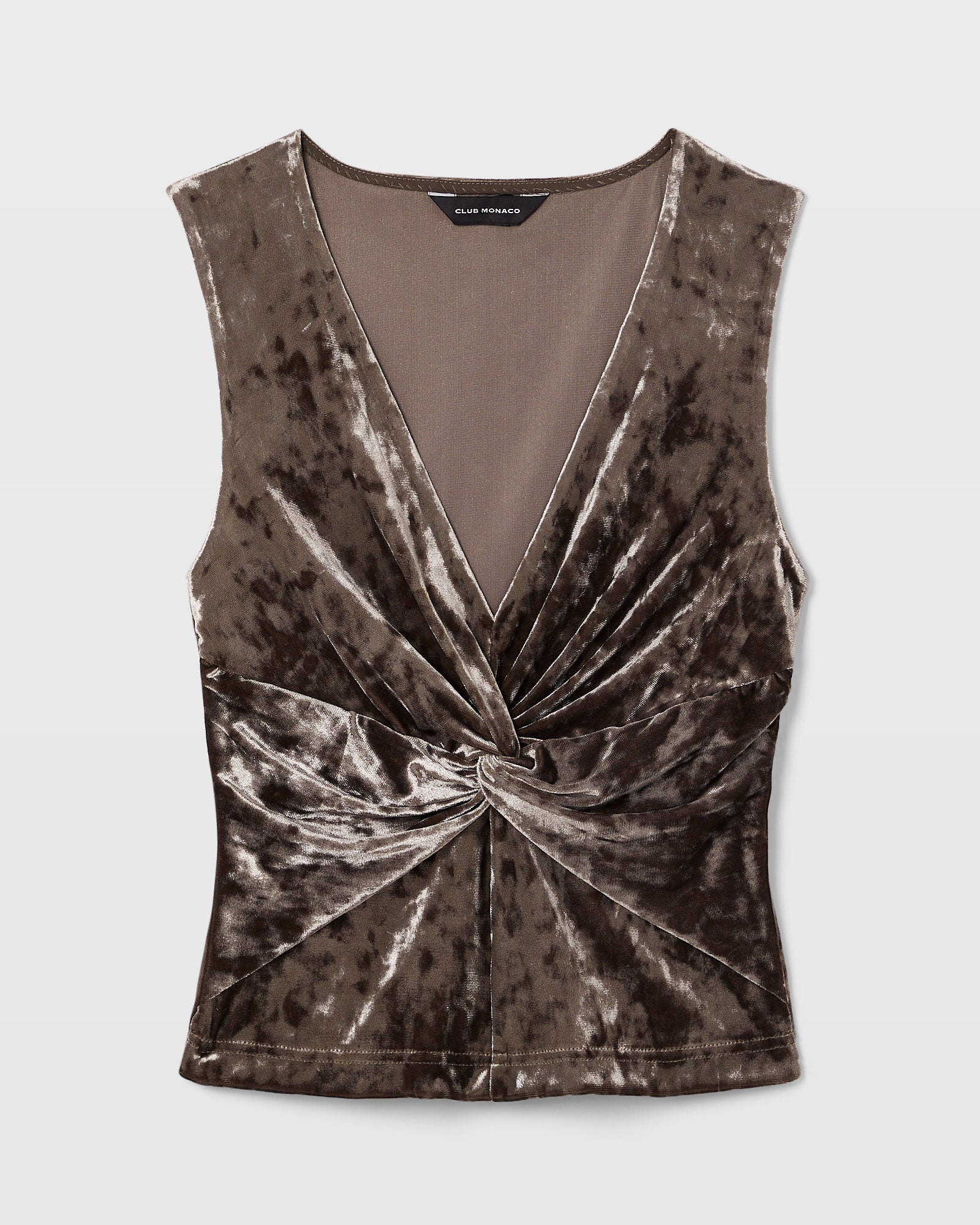 CLUB MONACO - Crushed Velvet Twist Front Top - Brown