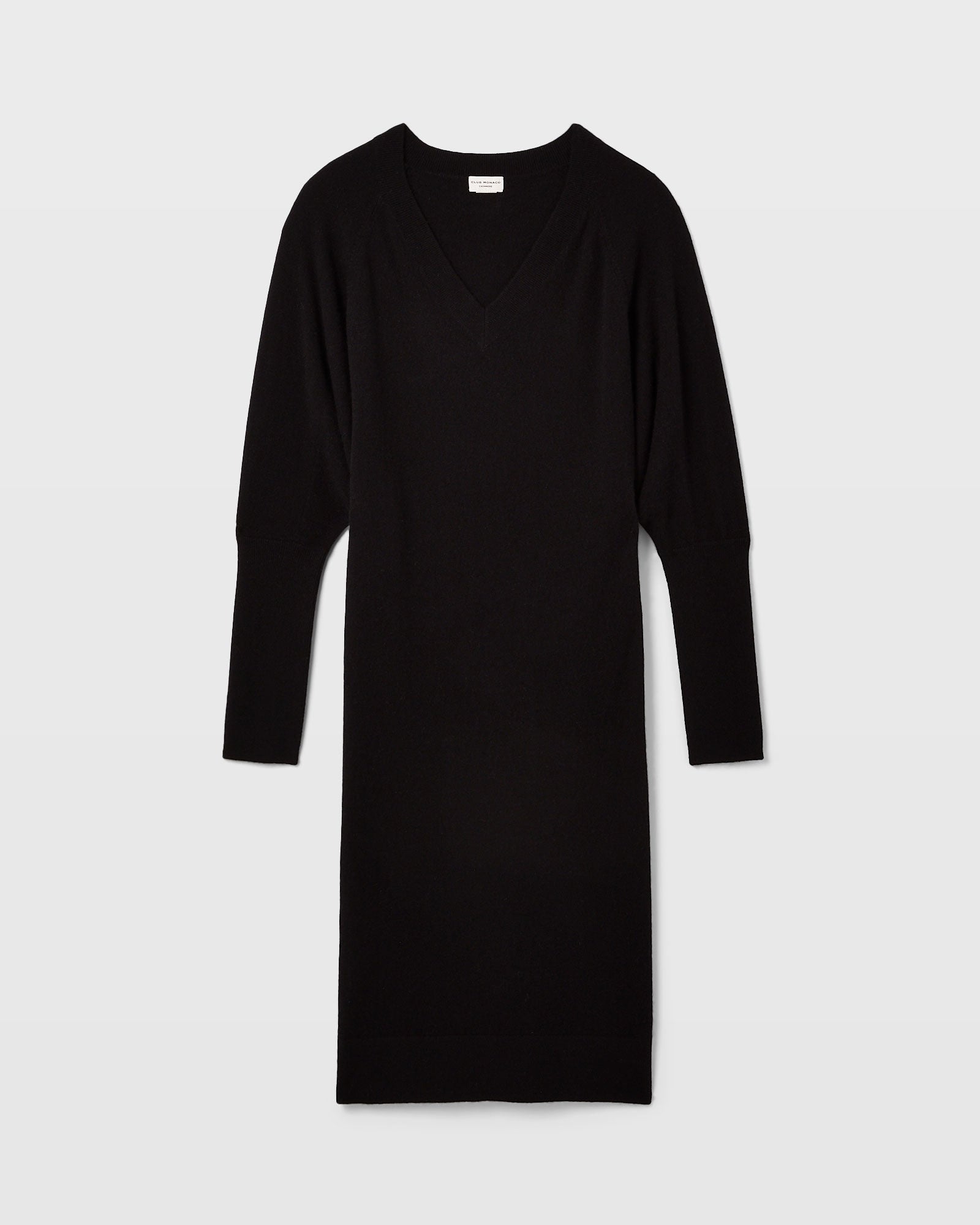 CLUB MONACO - Cashmere Dolman V-Neck Dress - Black