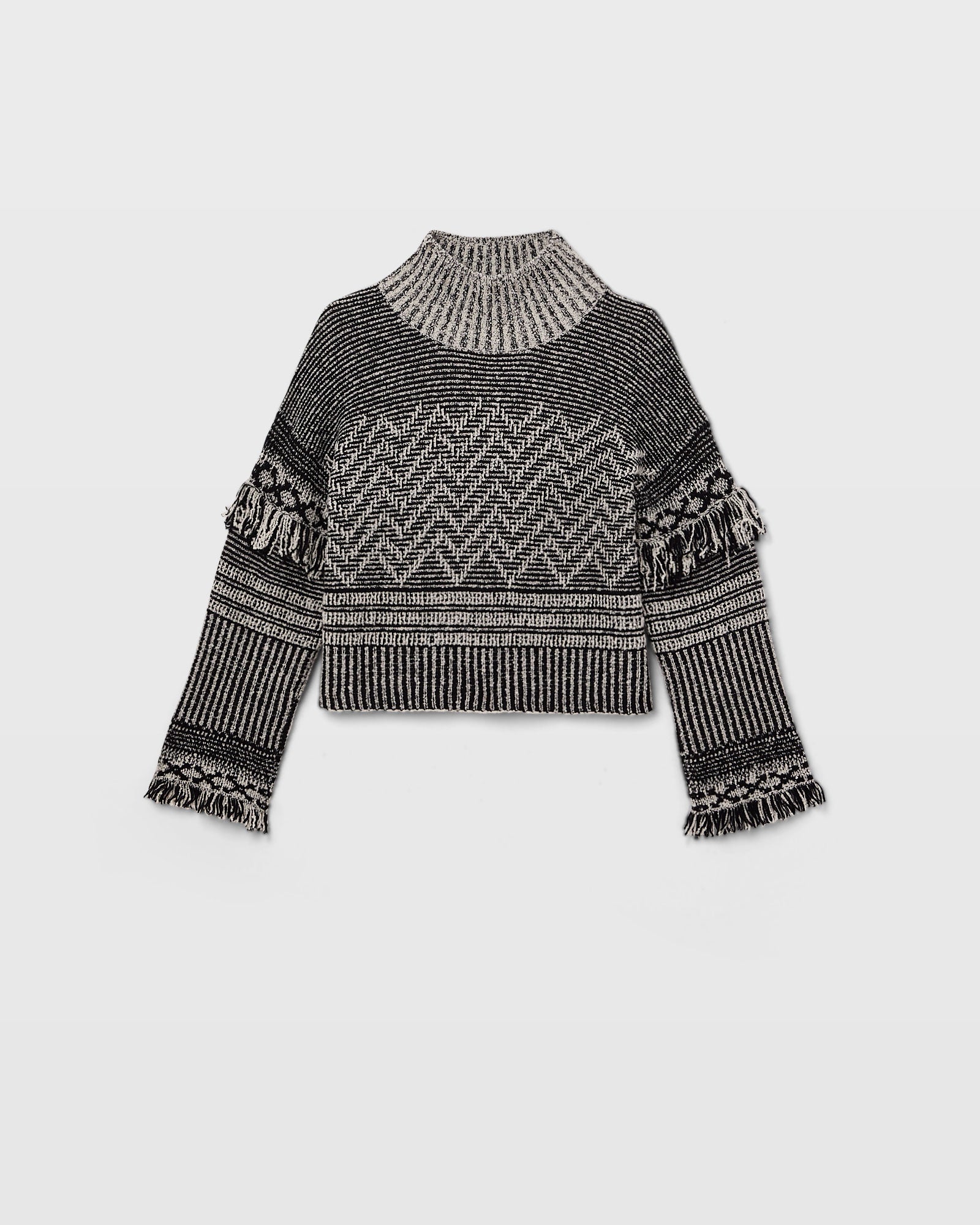CLUB MONACO - Bouclé Fringe Turtleneck - Navy Mix