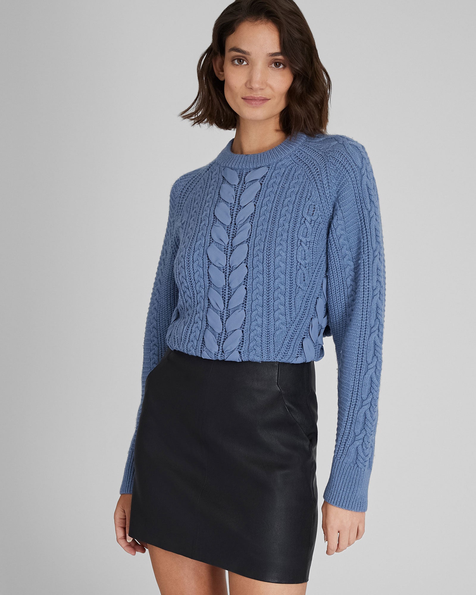CLUB MONACO - Relaxed Mixed Media Sweater - Coastal Blue