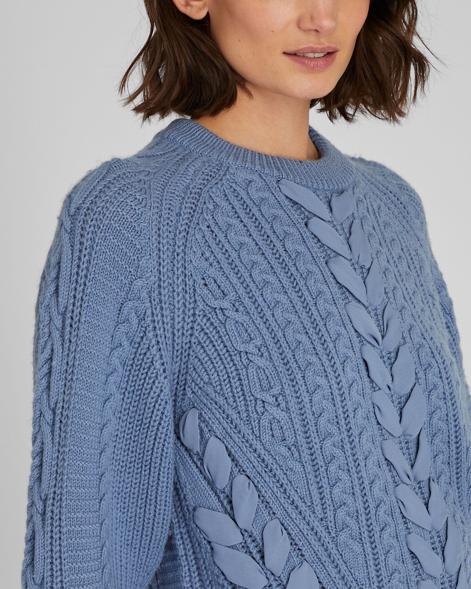 CLUB MONACO - Relaxed Mixed Media Sweater - Coastal Blue
