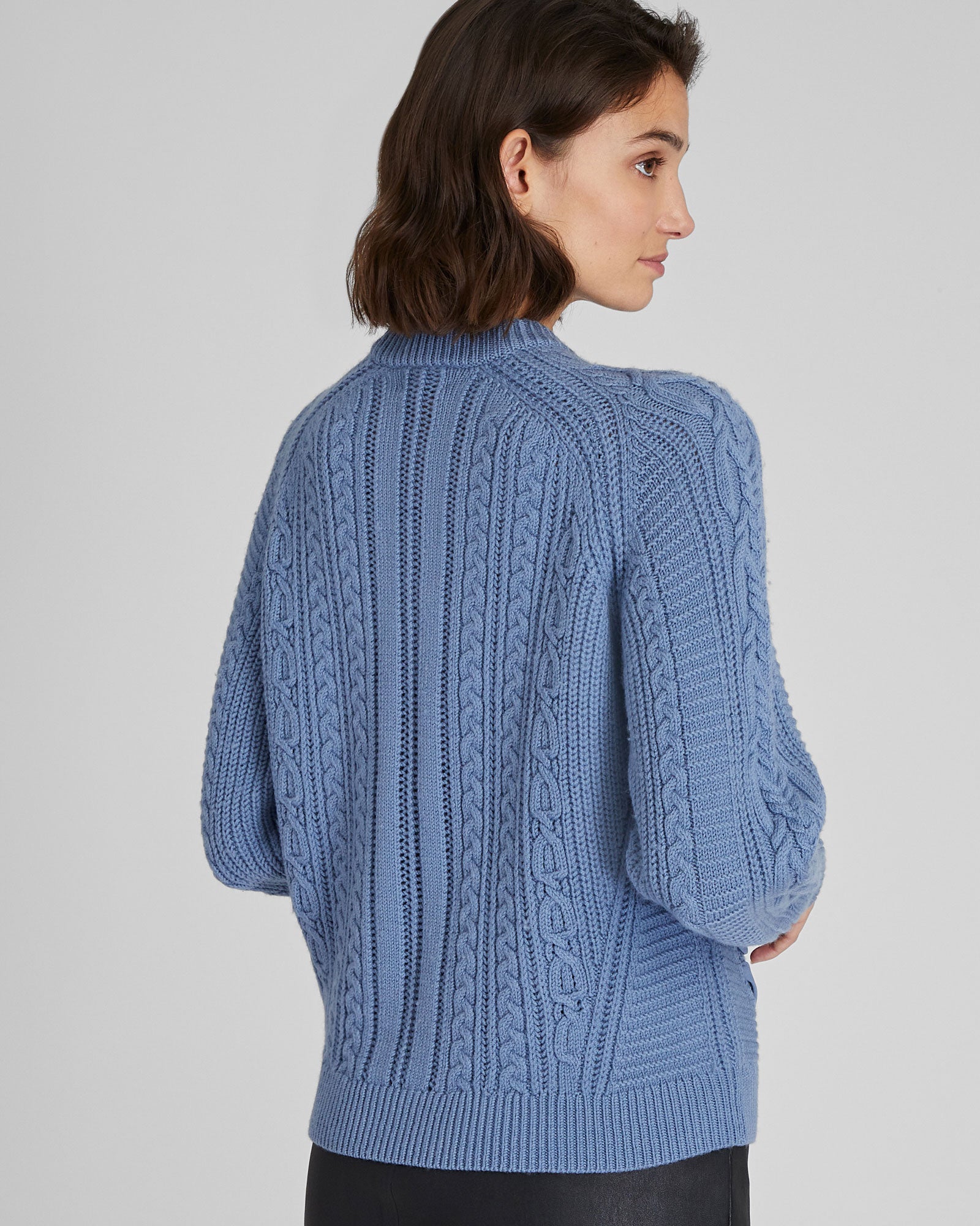 CLUB MONACO - Relaxed Mixed Media Sweater - Coastal Blue