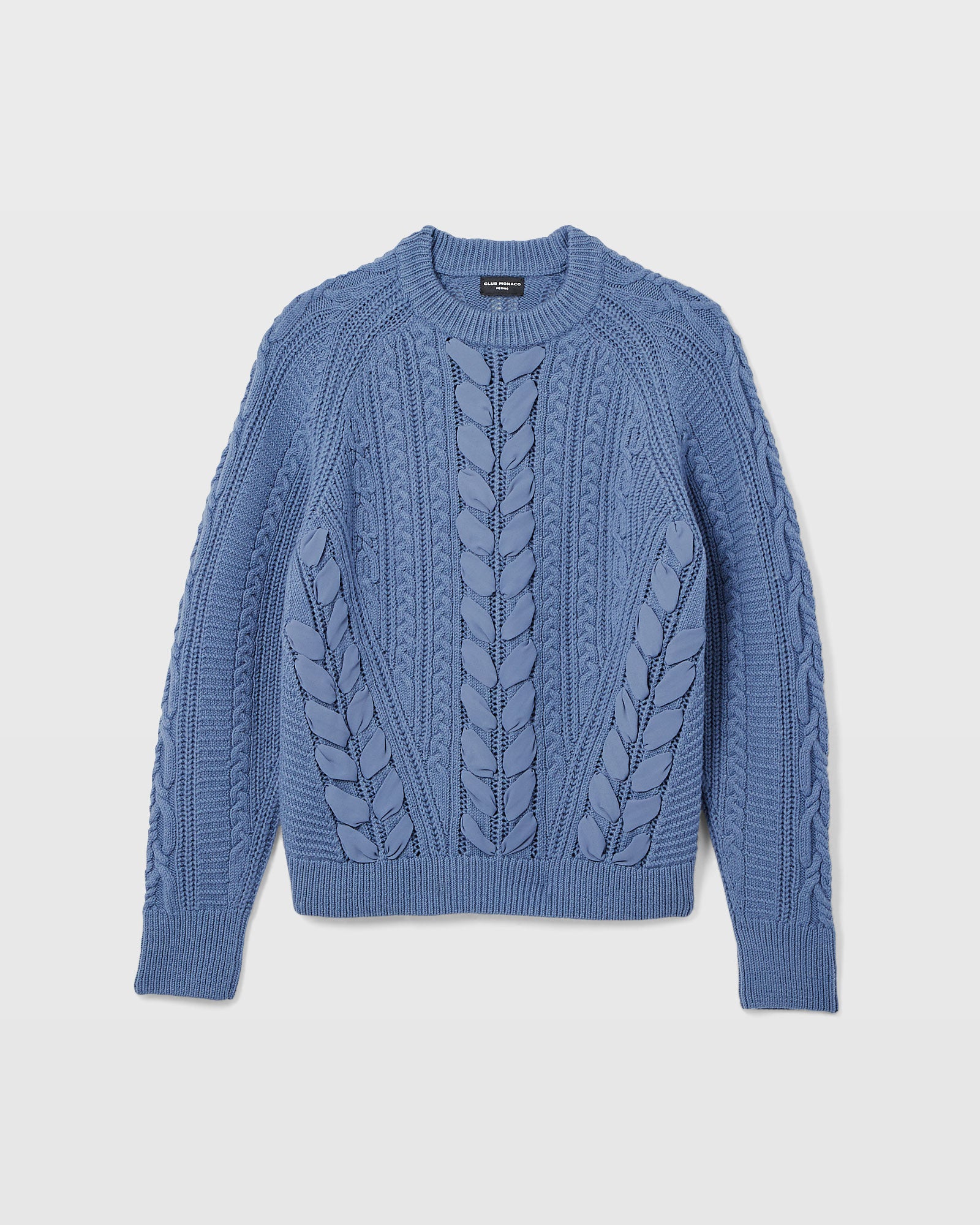 CLUB MONACO - Relaxed Mixed Media Sweater - Coastal Blue