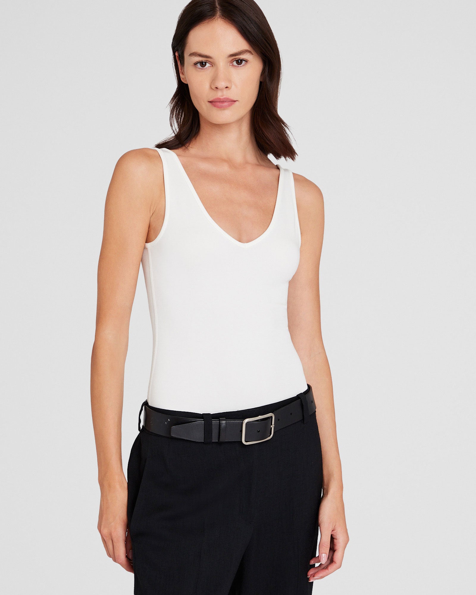 CLUB MONACO - Ribbed Bodysuit - White
