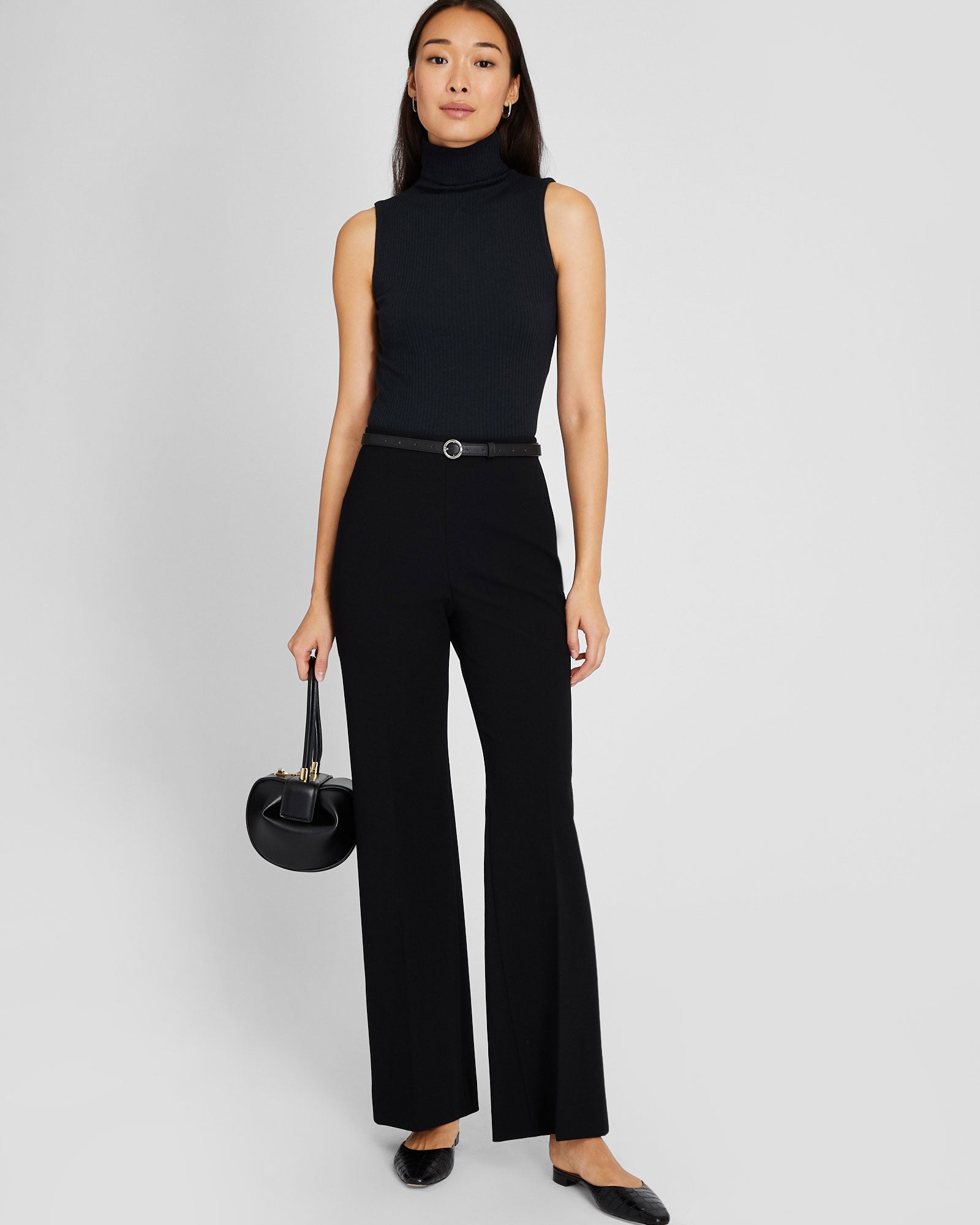 CLUB MONACO - Pantalon en crêpe à taille haute - Noir
