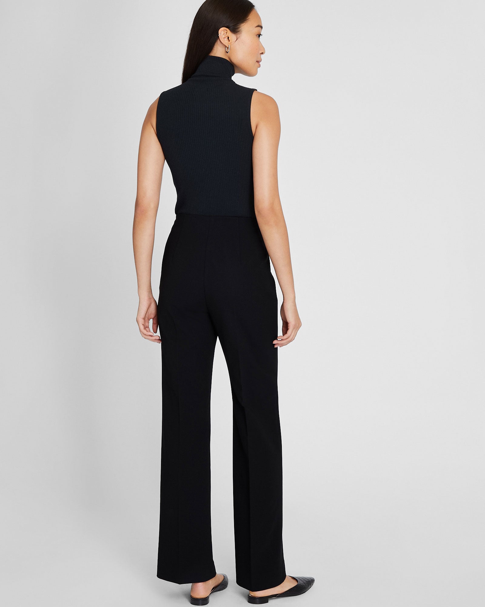CLUB MONACO - Pantalon en crêpe à taille haute - Noir