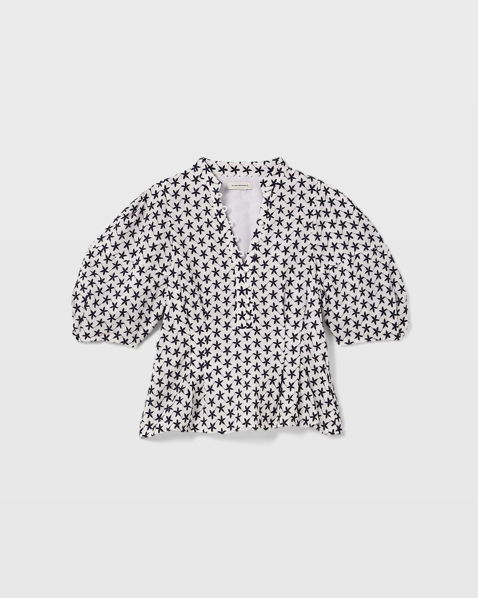 CLUB MONACO - Embroidered Balloon Sleeve Top - White Base