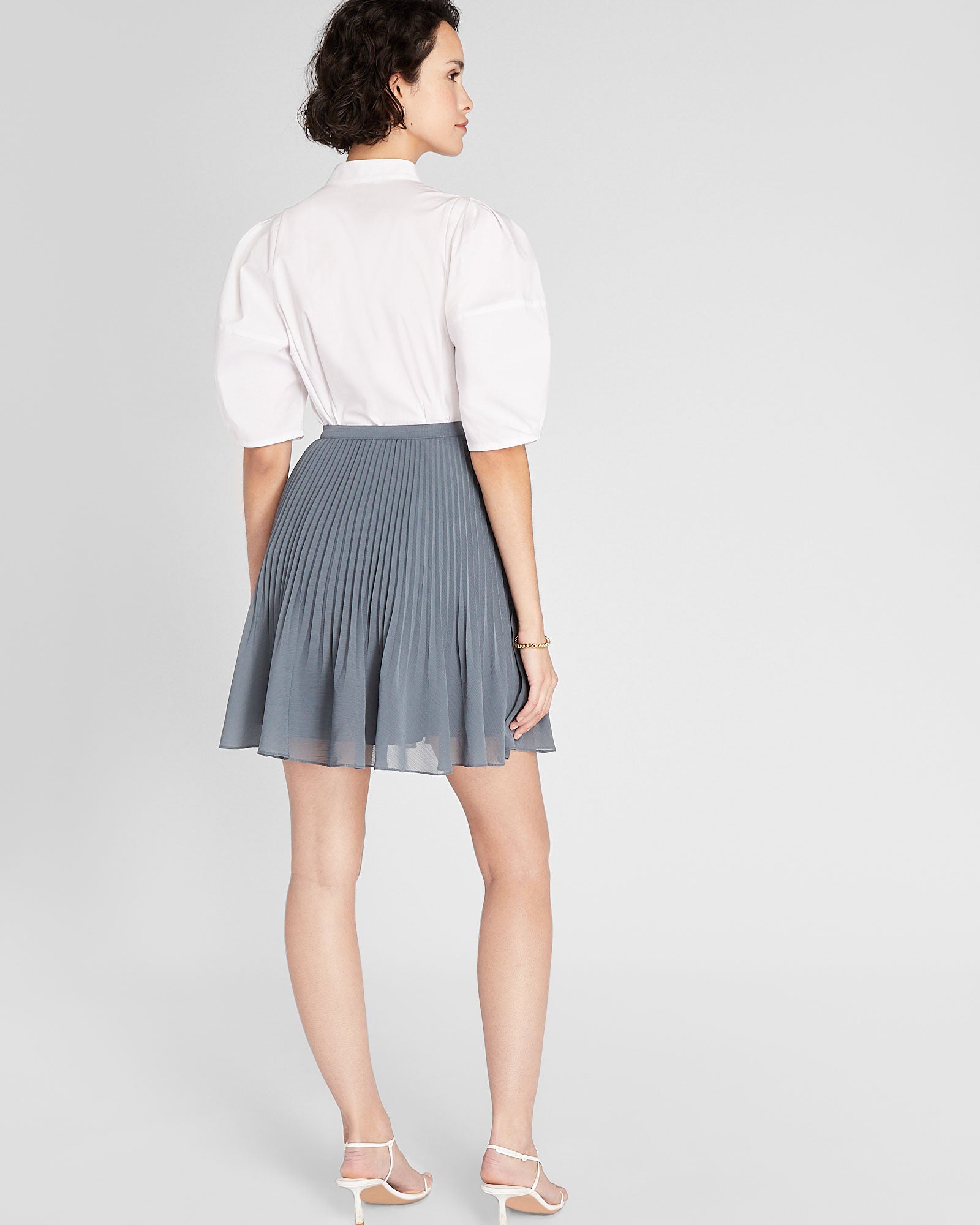 CLUB MONACO - Pleated Short Skirt - Blue Depths