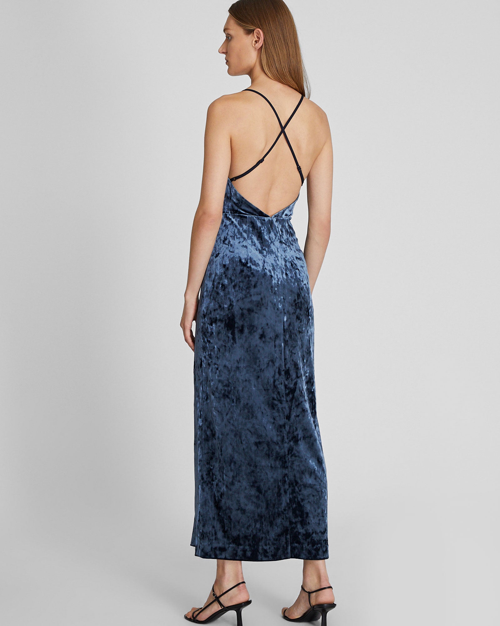 CLUB MONACO - Velvet Cowl Neck Dress - Navy