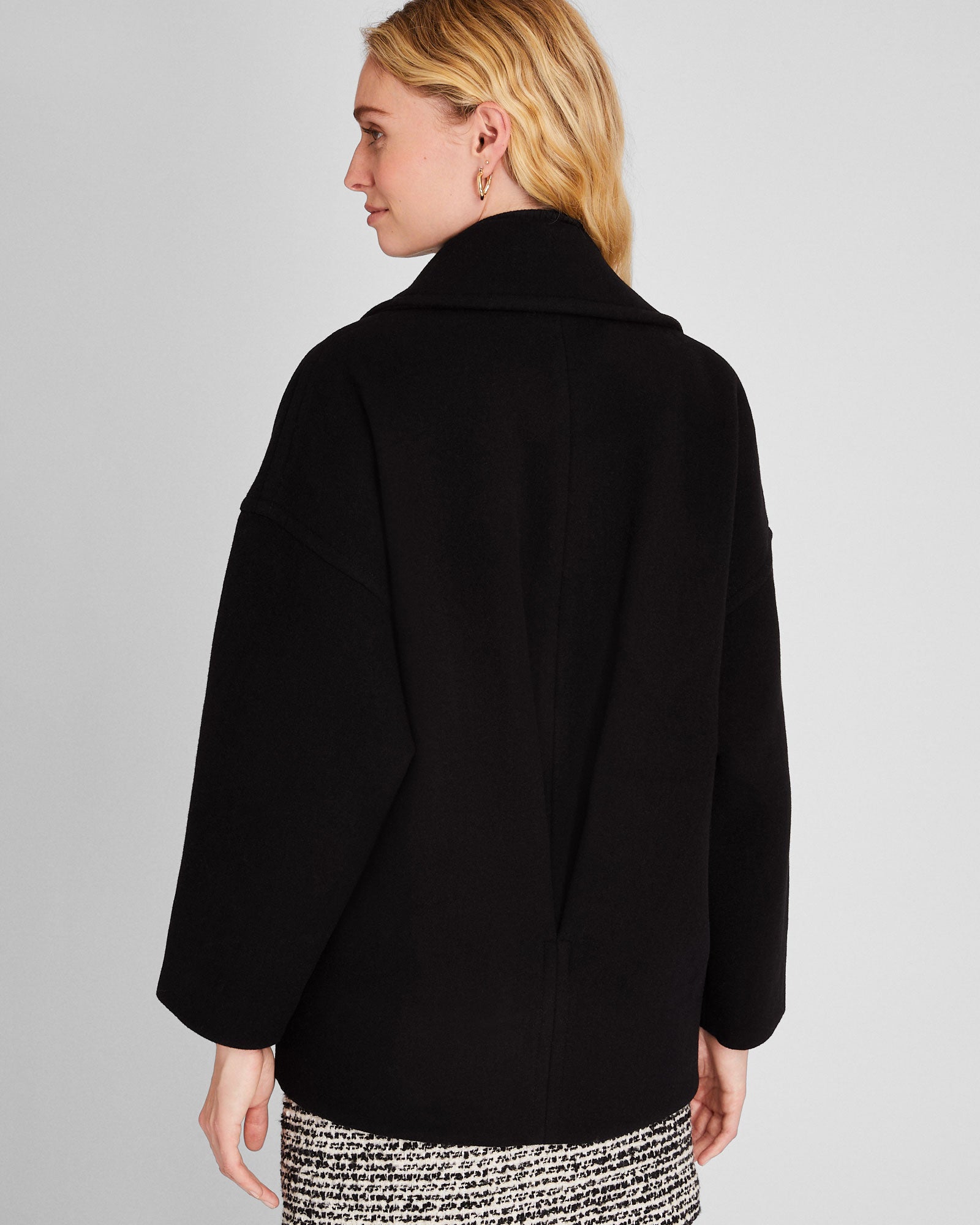 CLUB MONACO - Short Double-Breasted Relaxed Coat - Black