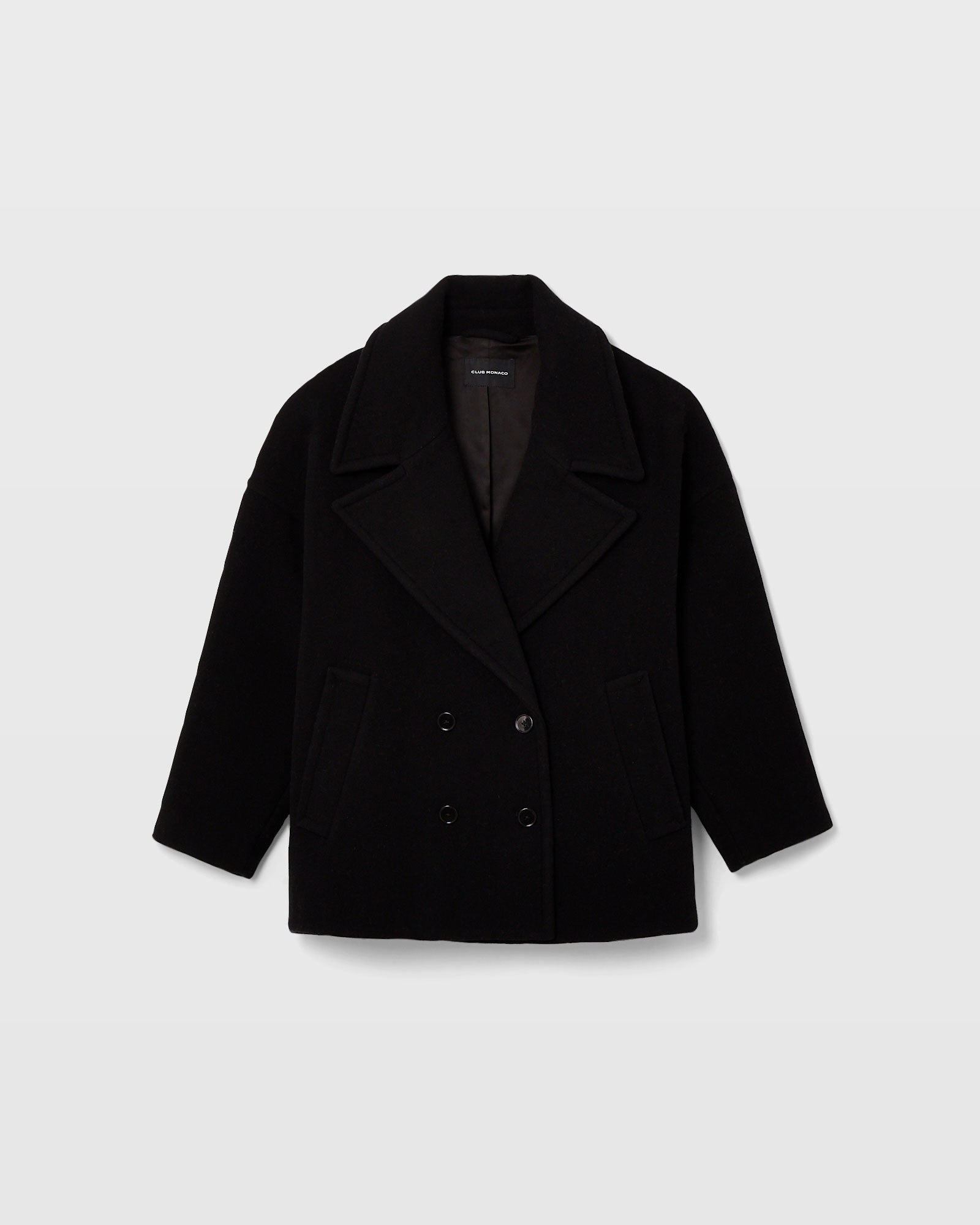 CLUB MONACO - Short Double-Breasted Relaxed Coat - Black