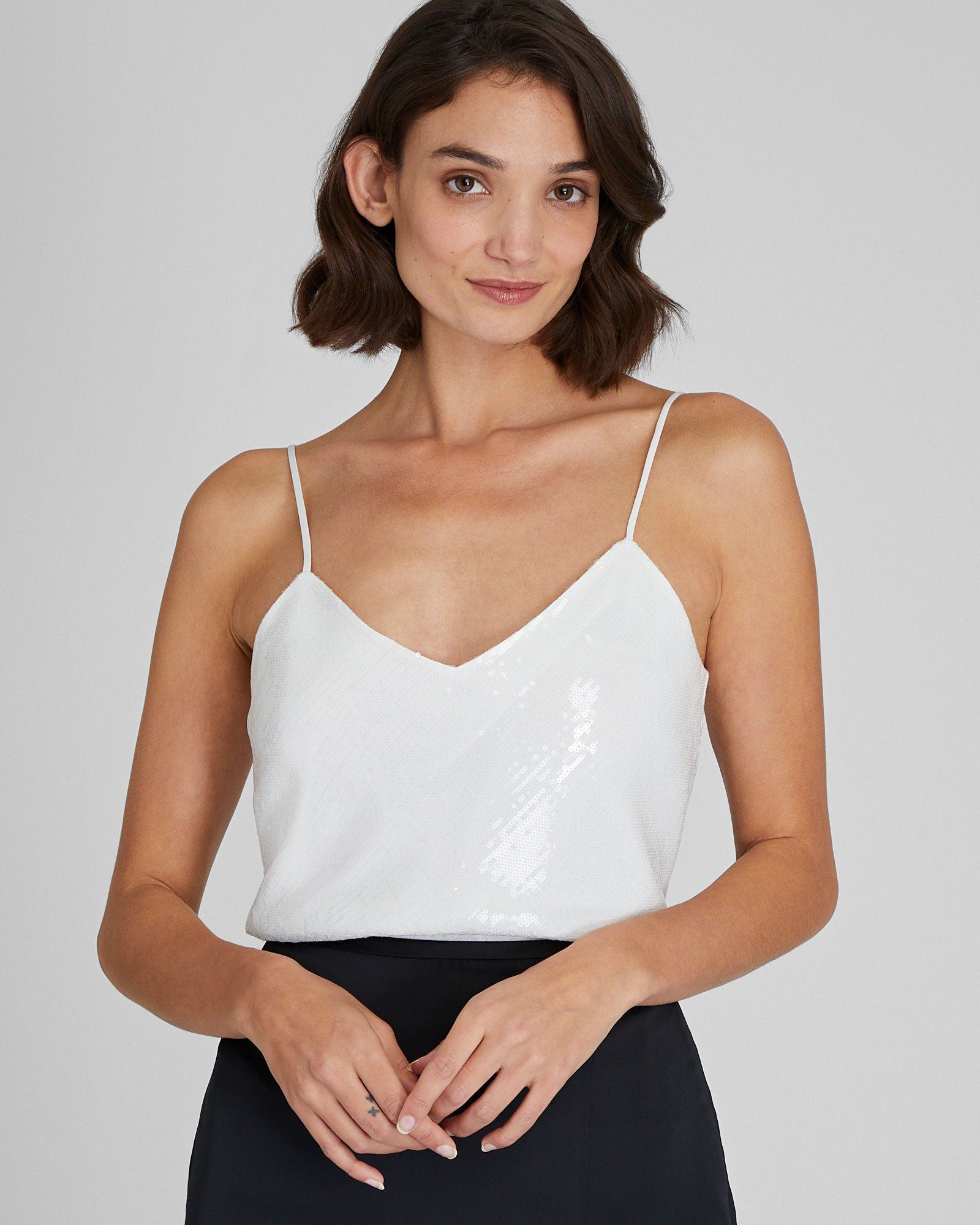 CLUB MONACO - Camisole Kora à paillettes - Blanc