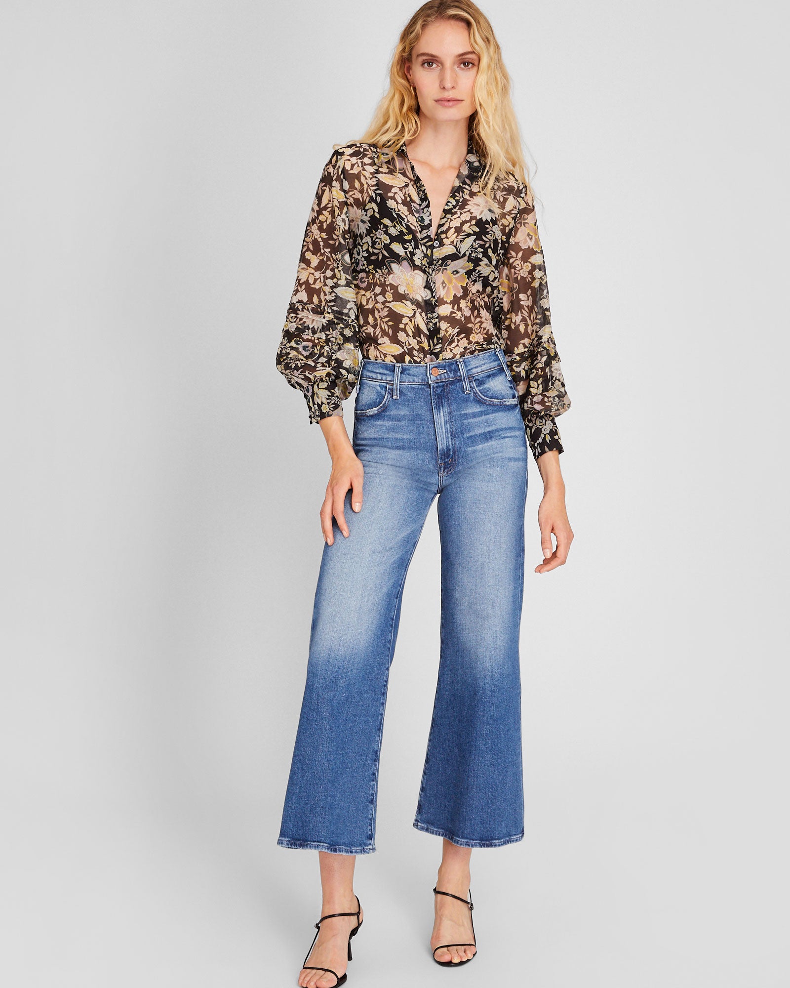 CLUB MONACO - Pintuck Balloon Sleeve Shirt - Black Mix