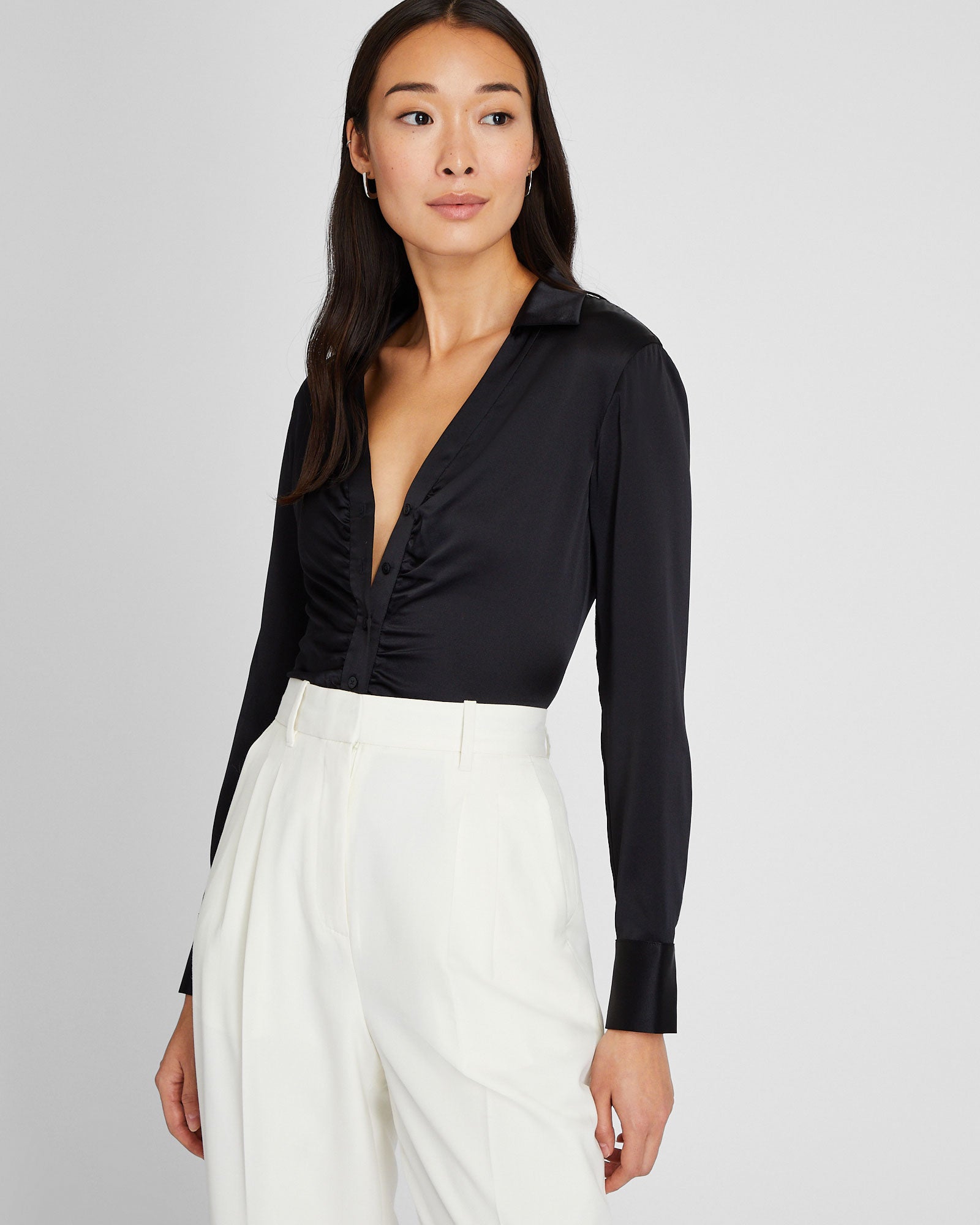 CLUB MONACO - Stretch Silk Charmeuse Top - Black