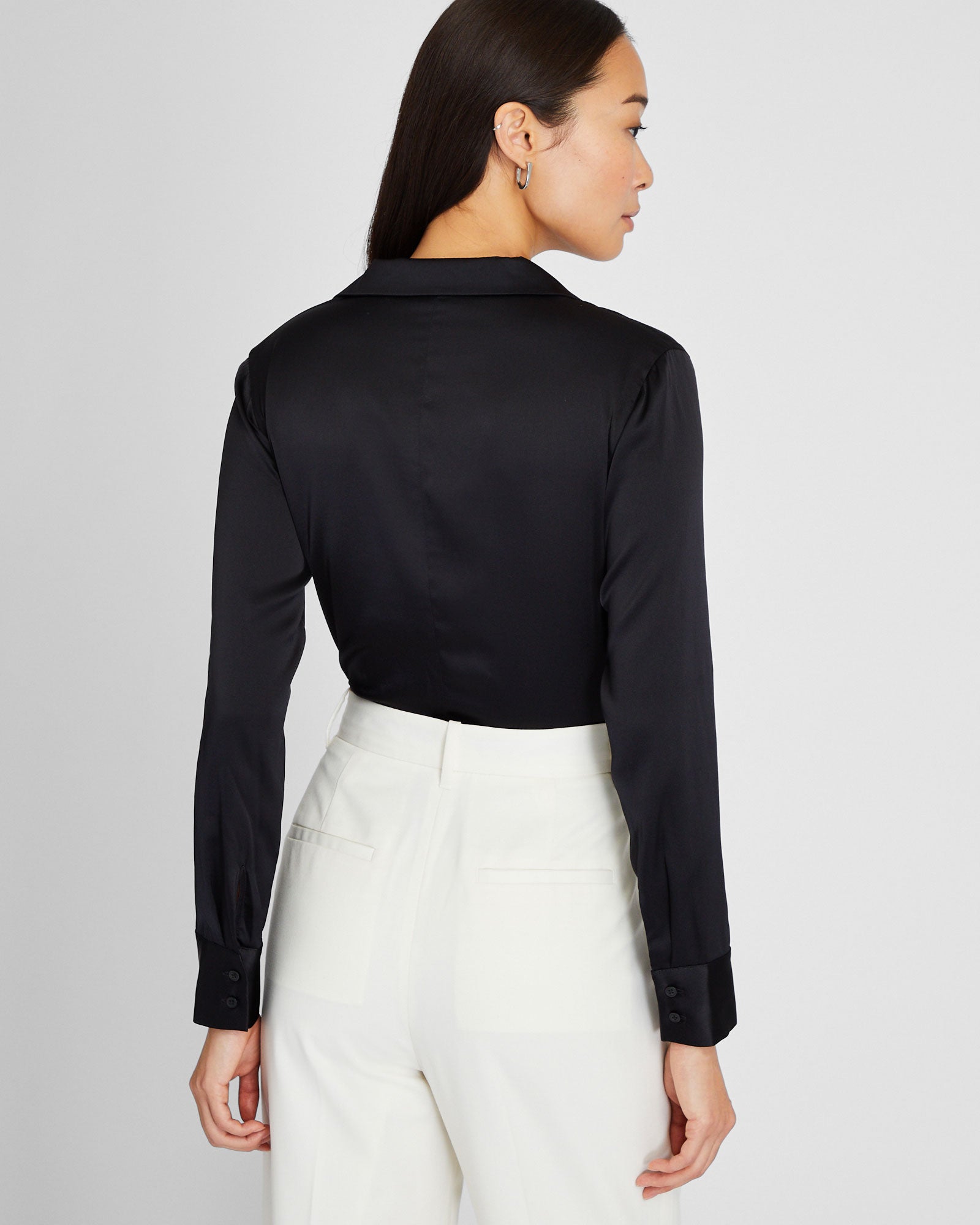 CLUB MONACO - Stretch Silk Charmeuse Top - Black