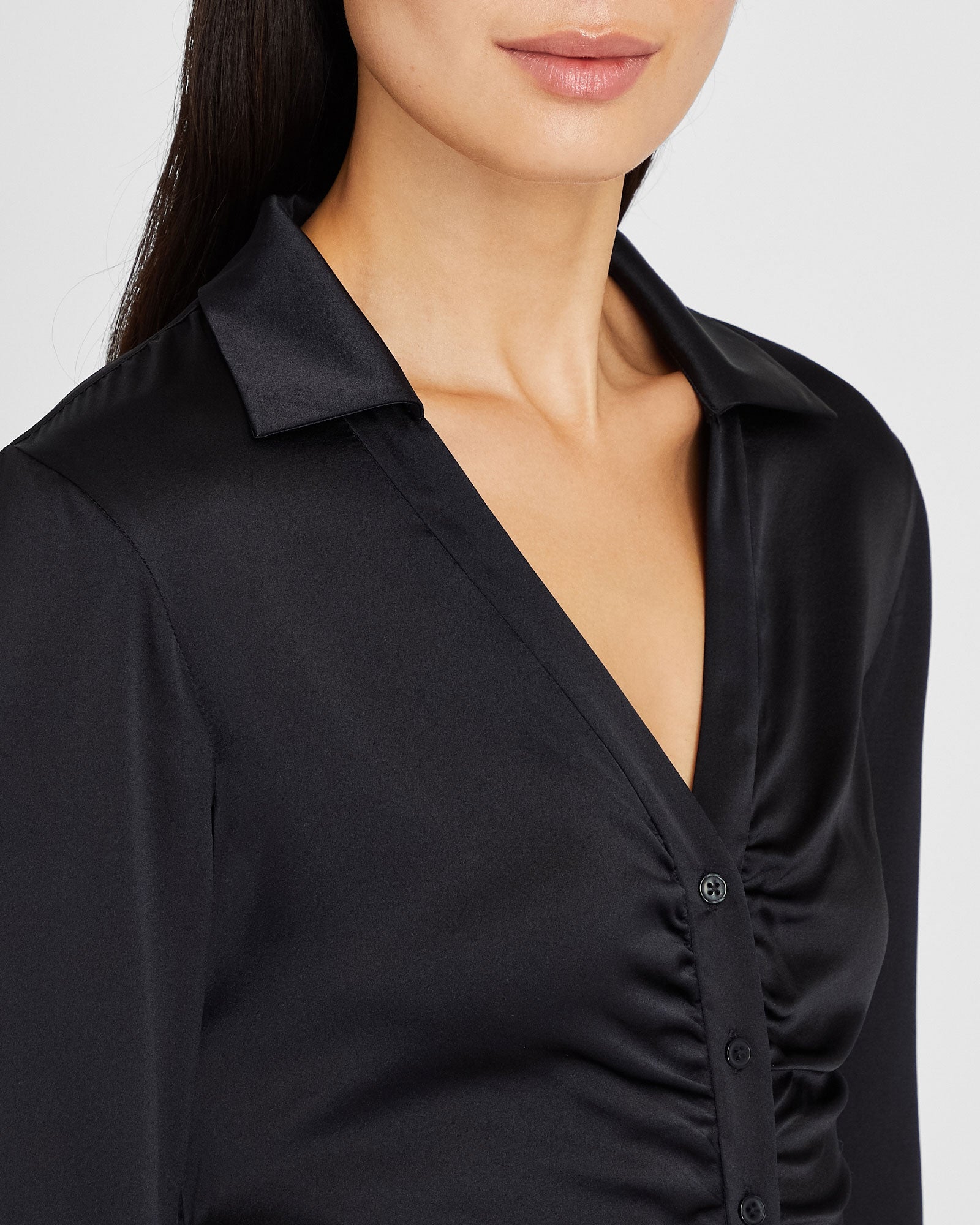 CLUB MONACO - Stretch Silk Charmeuse Top - Black