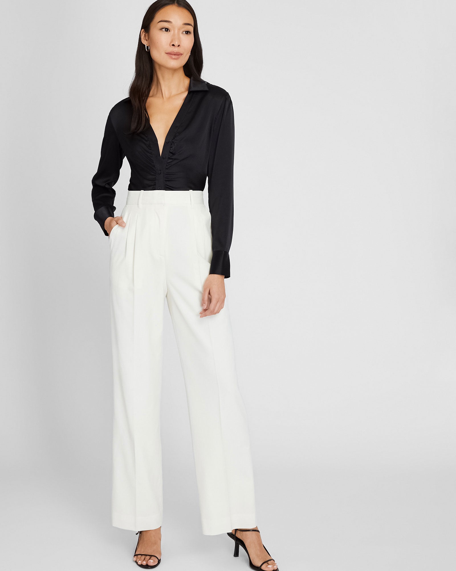CLUB MONACO - Stretch Silk Charmeuse Top - Black