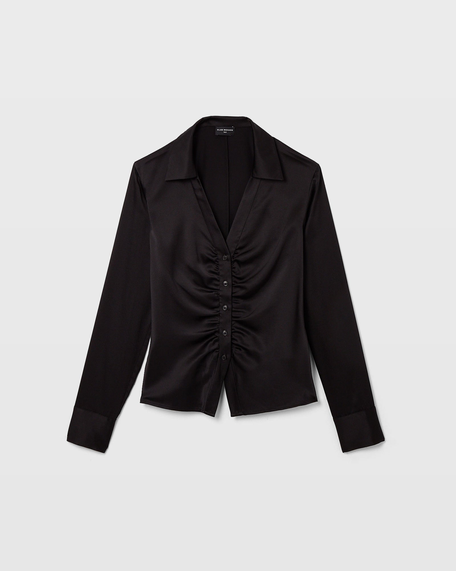 CLUB MONACO - Stretch Silk Charmeuse Top - Black