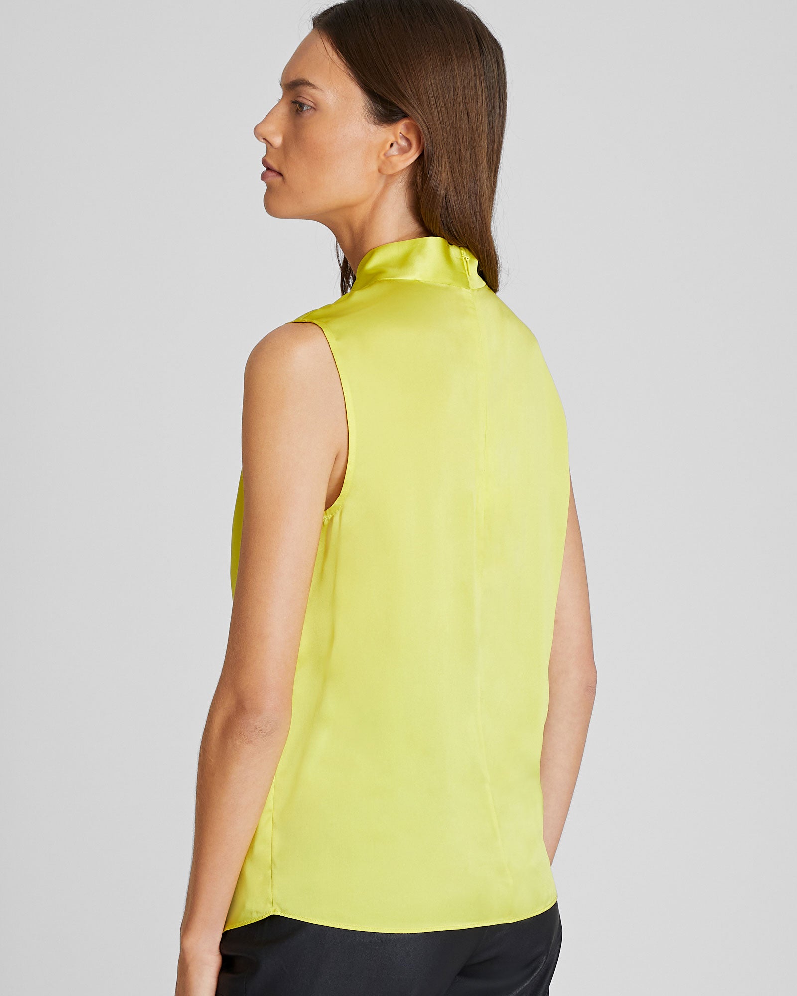 CLUB MONACO - Silk Charmeuse Front Drape Top - New Chartreuse