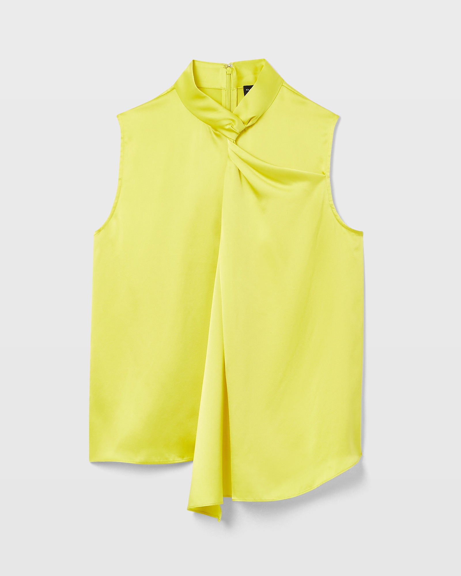 CLUB MONACO - Silk Charmeuse Front Drape Top - New Chartreuse