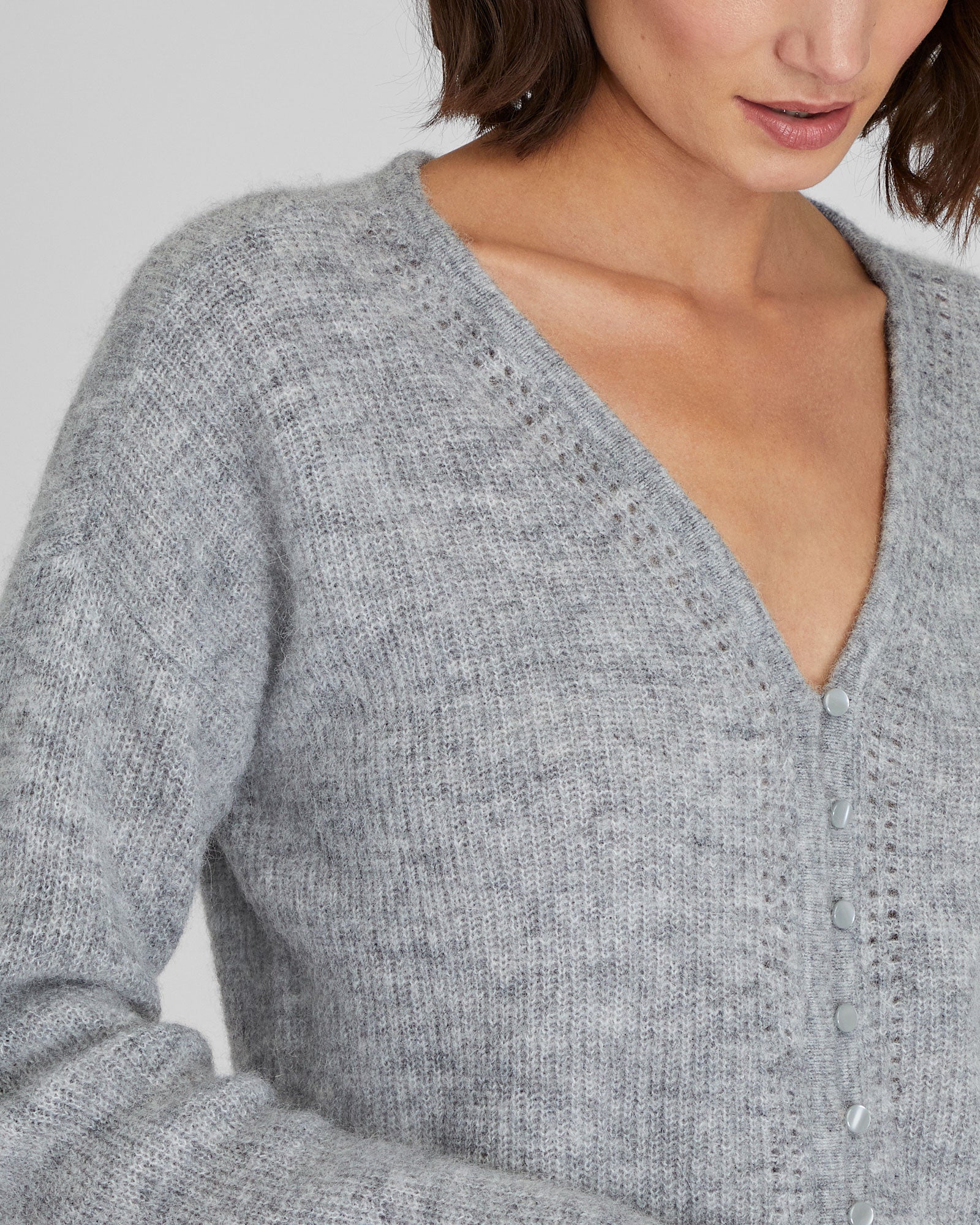 CLUB MONACO - Reversible V-Neck Cardigan - Medium Heather Grey