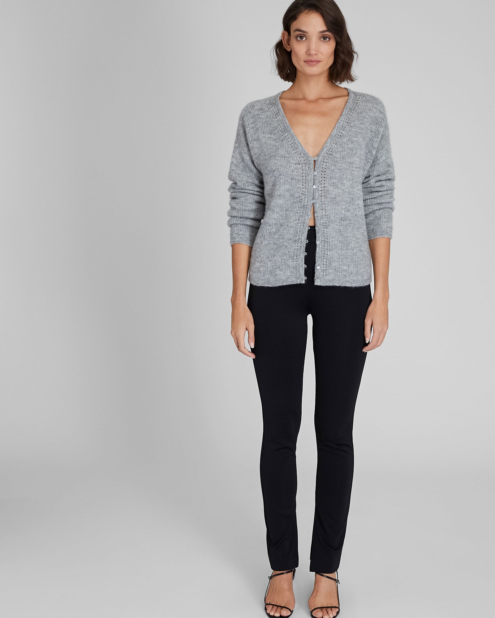 CLUB MONACO - Reversible V-Neck Cardigan - Medium Heather Grey