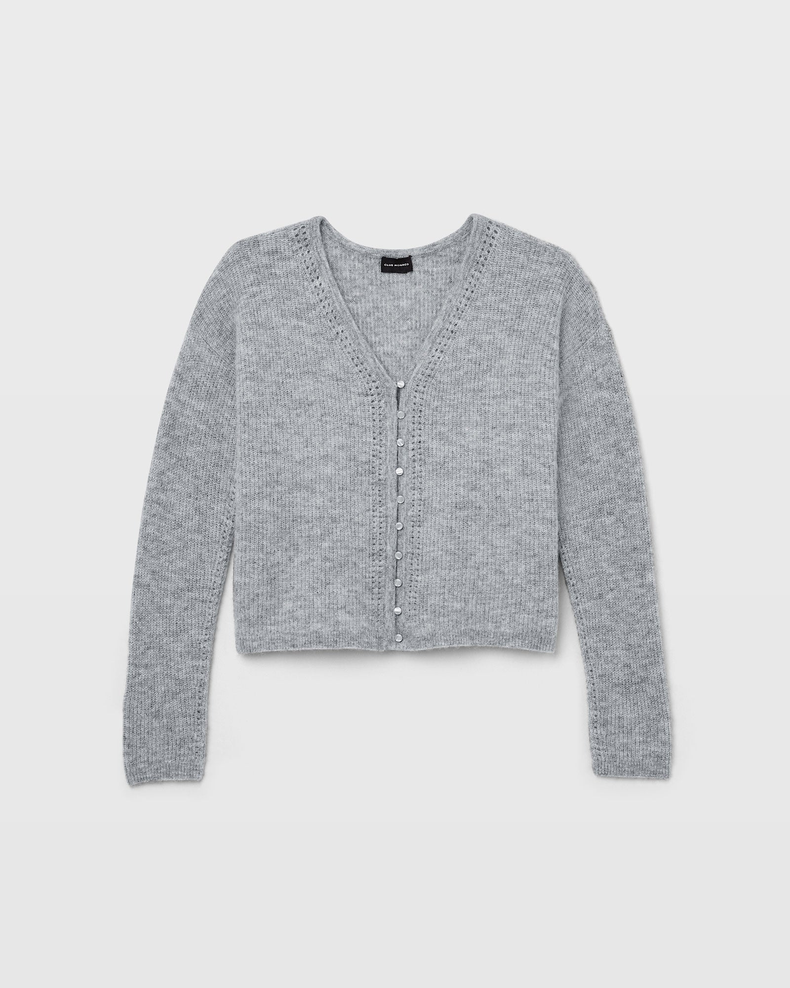 CLUB MONACO - Reversible V-Neck Cardigan - Medium Heather Grey