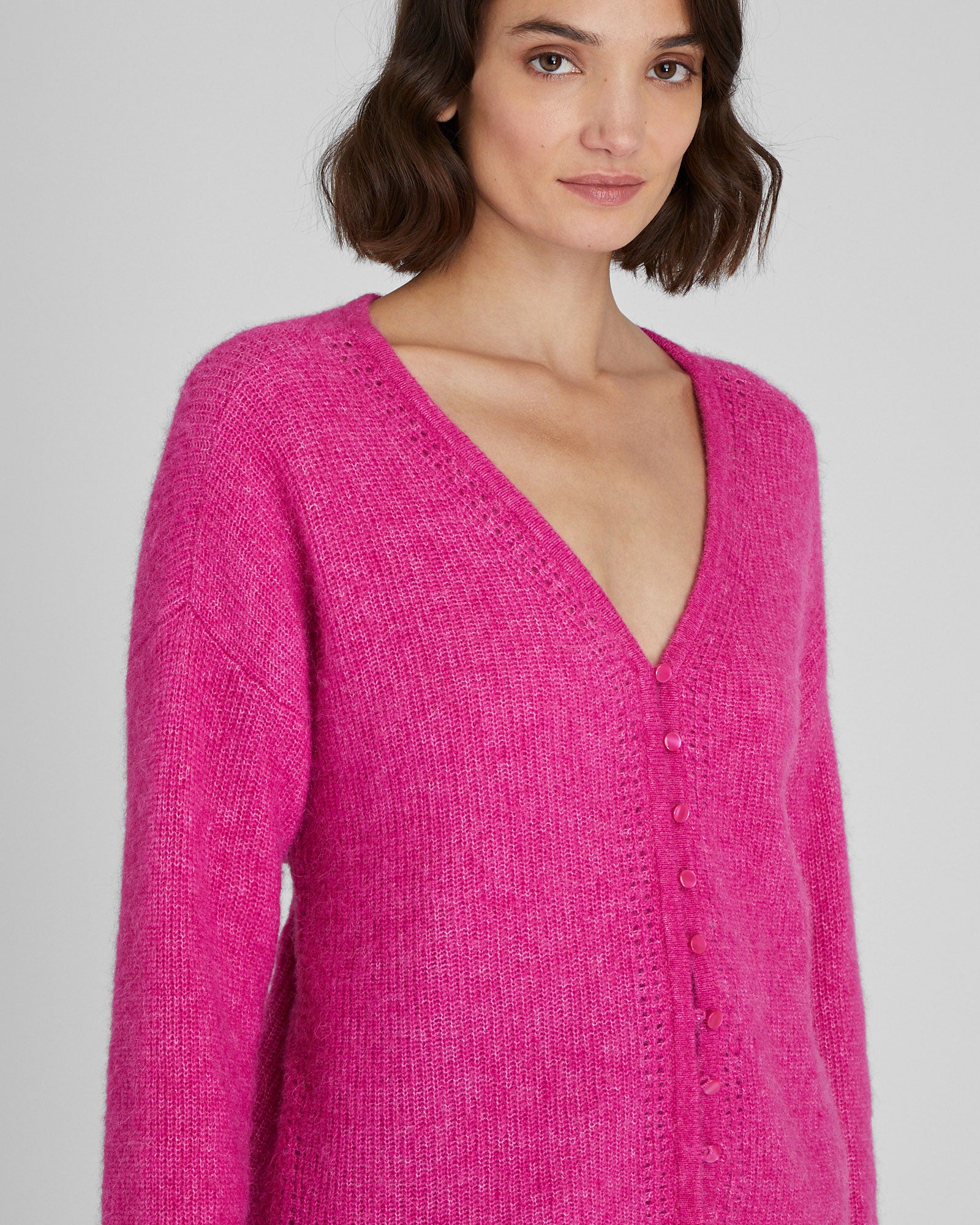 CLUB MONACO - Cardigan réversible à encolure en V - Rose vif