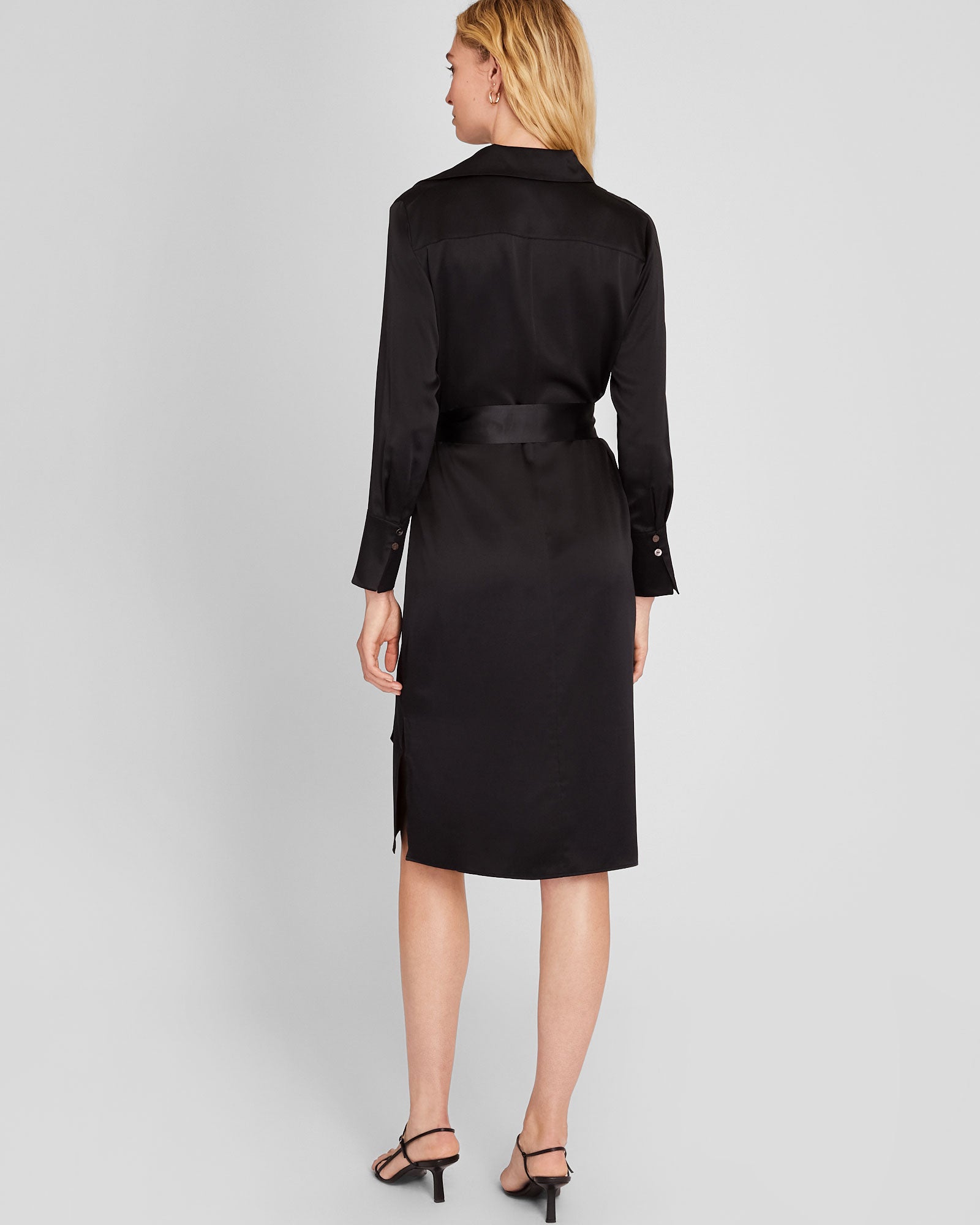 CLUB MONACO - Robe chemisier en soie charmeuse - Noir