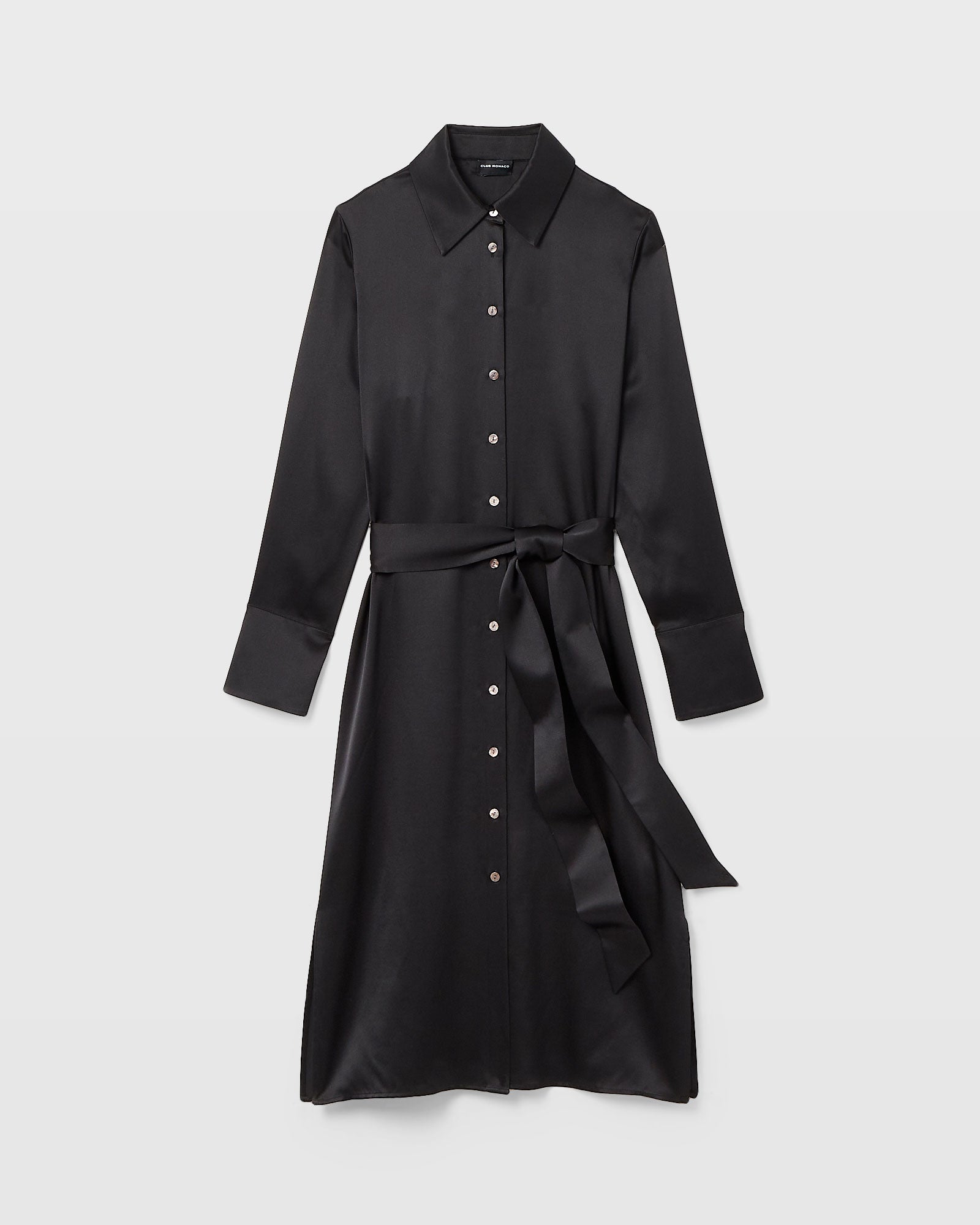CLUB MONACO - Robe chemisier en soie charmeuse - Noir