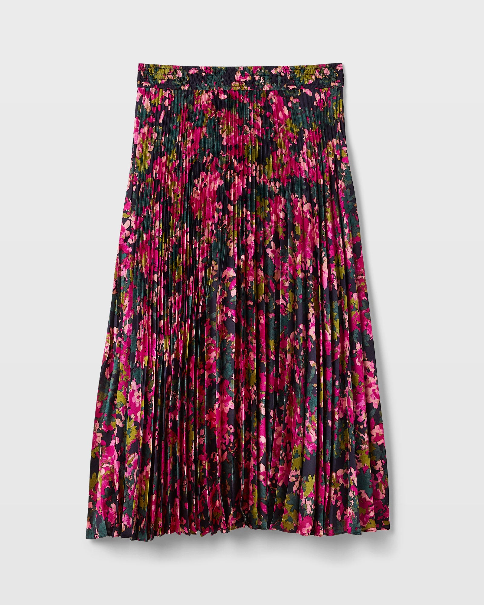 CLUB MONACO - Floral Pleated Midi Skirt - Hot Pink