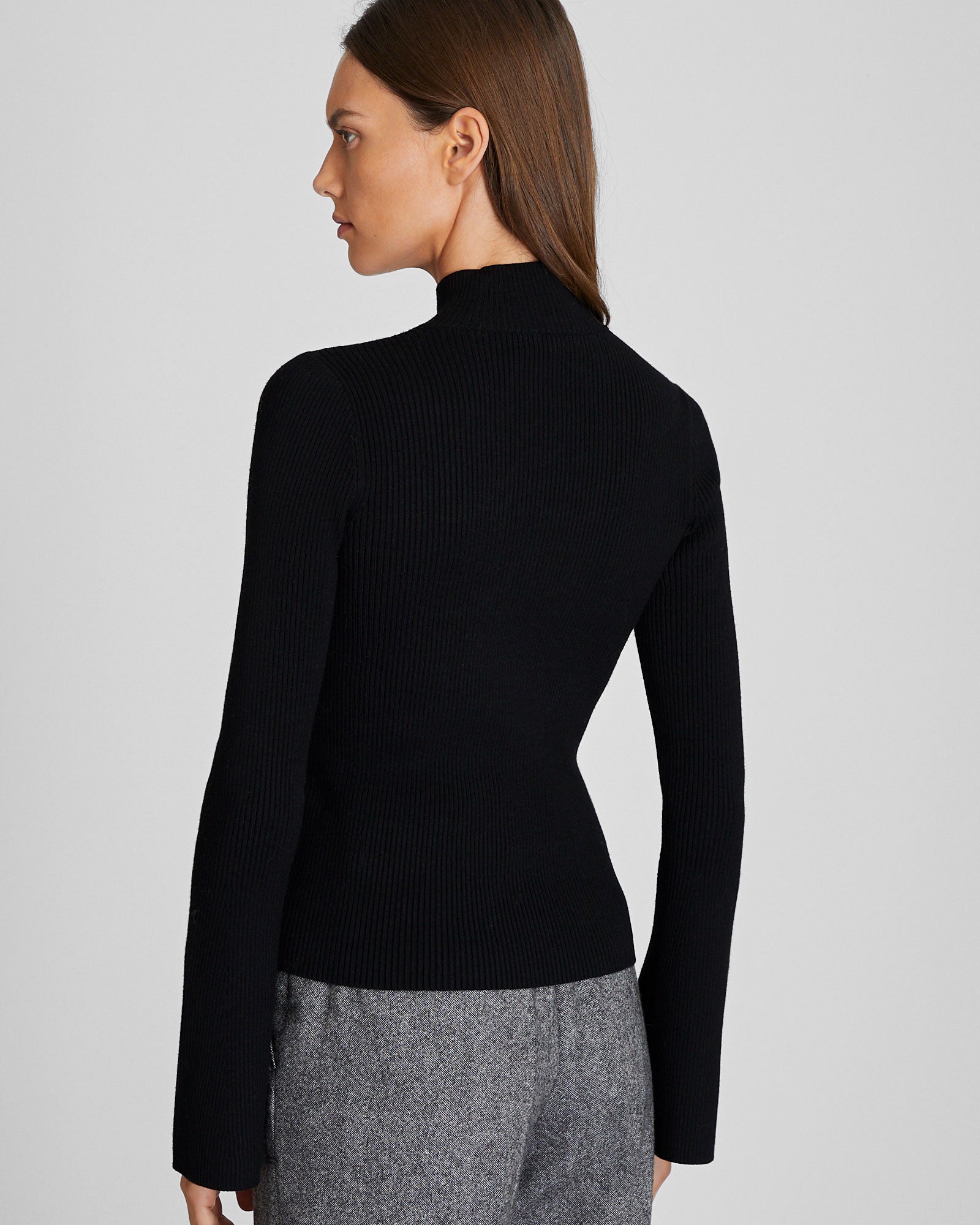 CLUB MONACO - Bell Sleeve Mockneck Sweater - Black