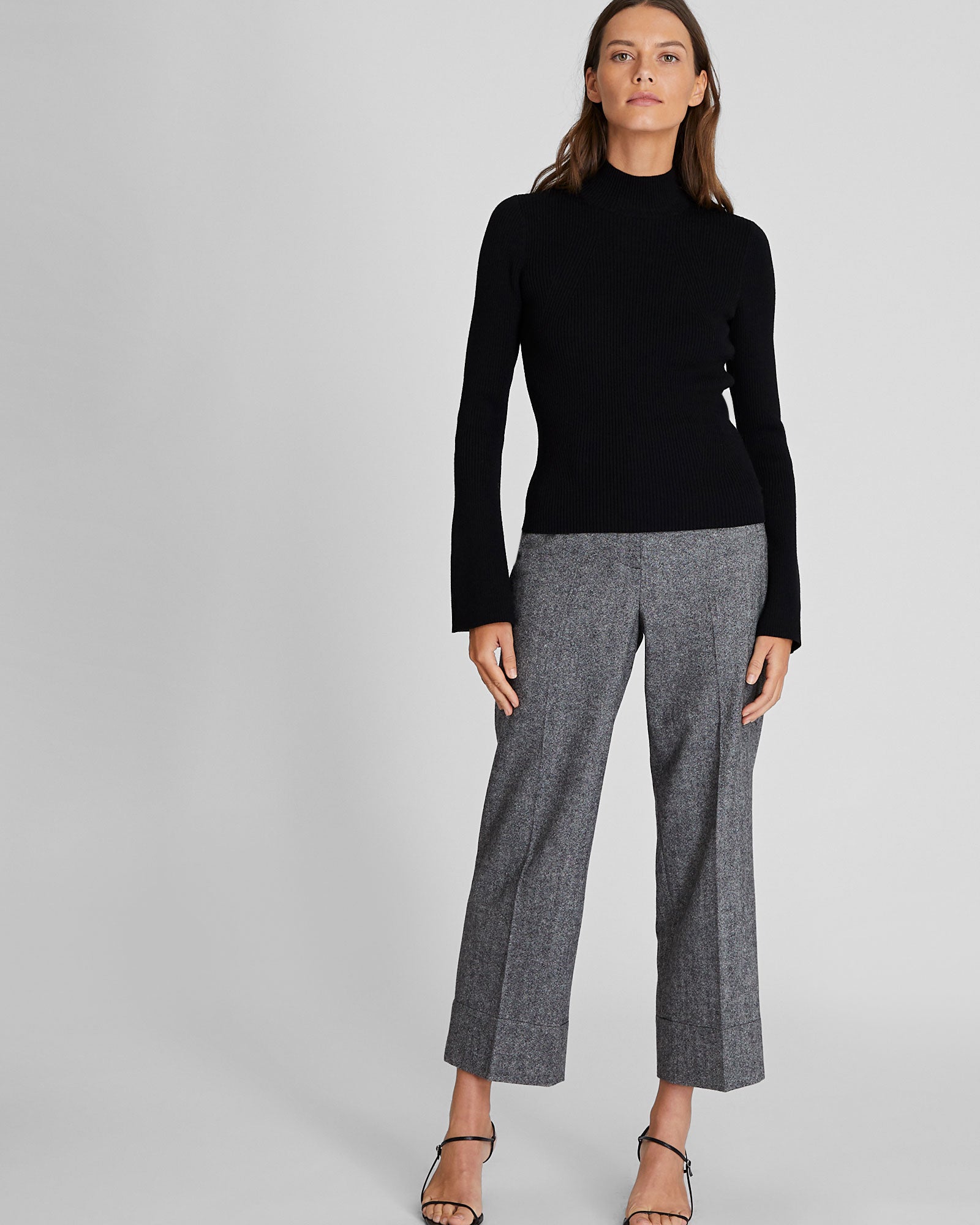 CLUB MONACO - Bell Sleeve Mockneck Sweater - Black