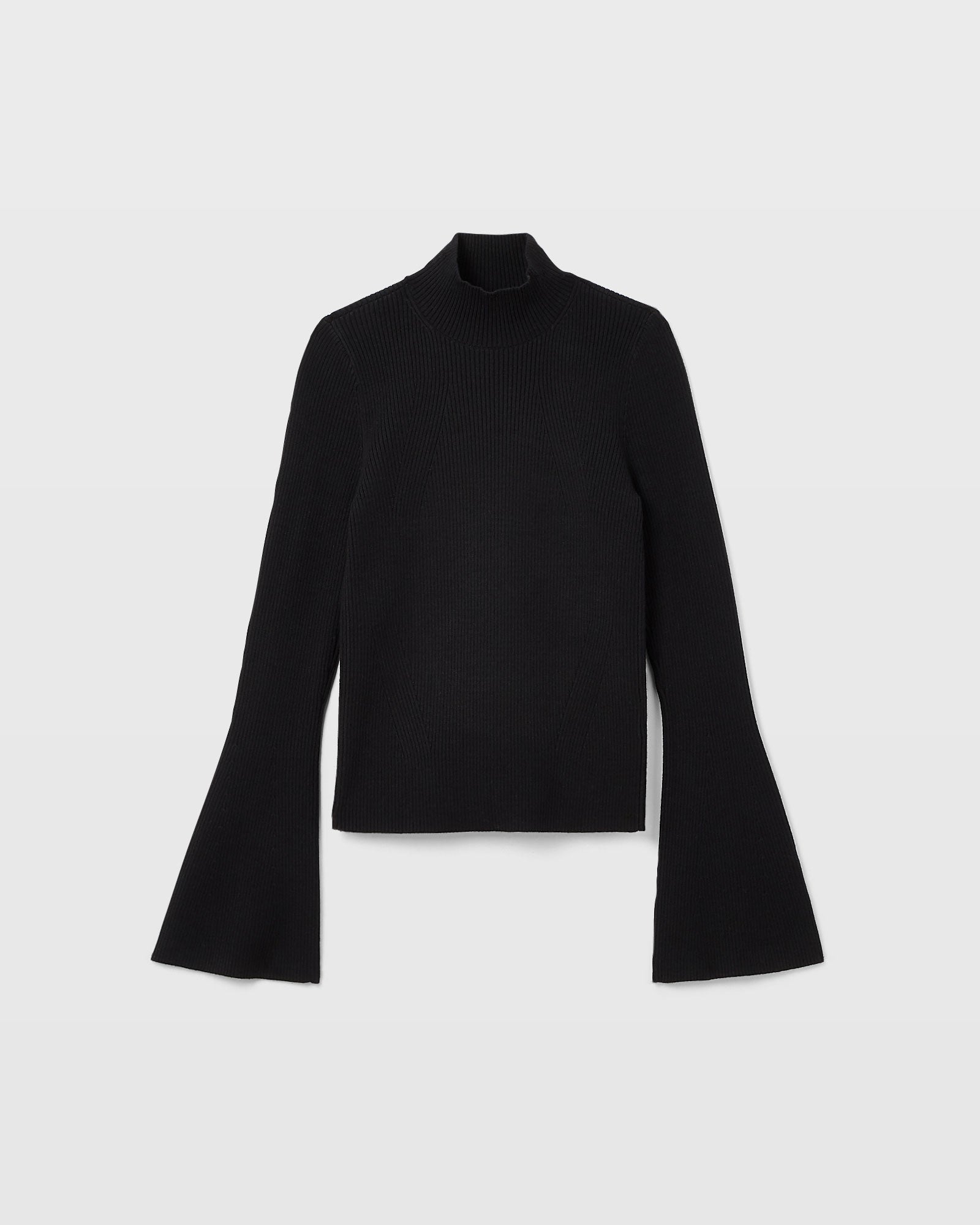 CLUB MONACO - Bell Sleeve Mockneck Sweater - Black