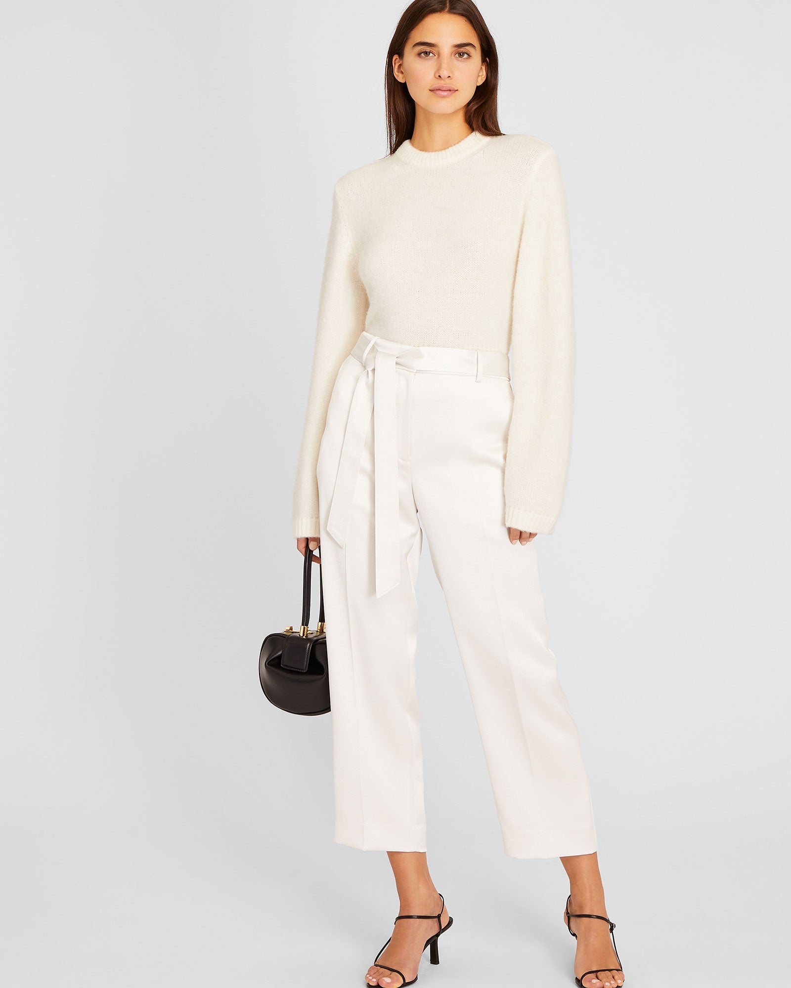 CLUB MONACO - Belted Slim Satin Trouser - Off White