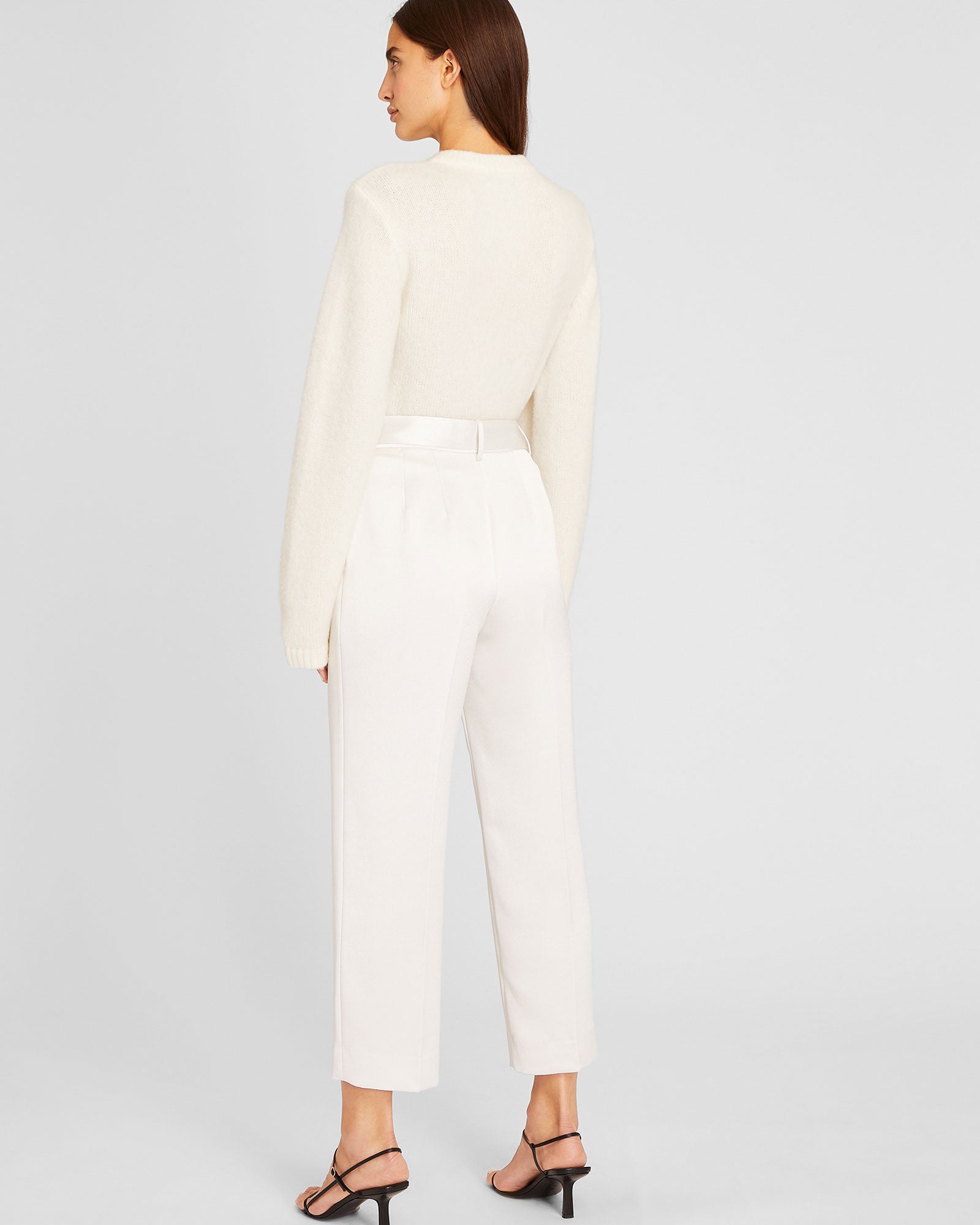 CLUB MONACO - Belted Slim Satin Trouser - Off White