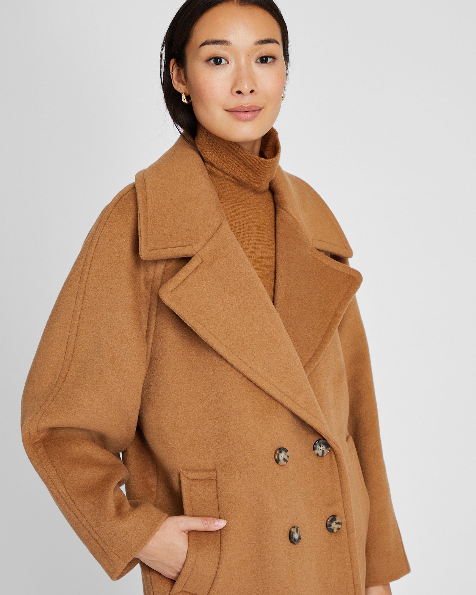 CLUB MONACO - Manteau croisé décontracté - Caramel