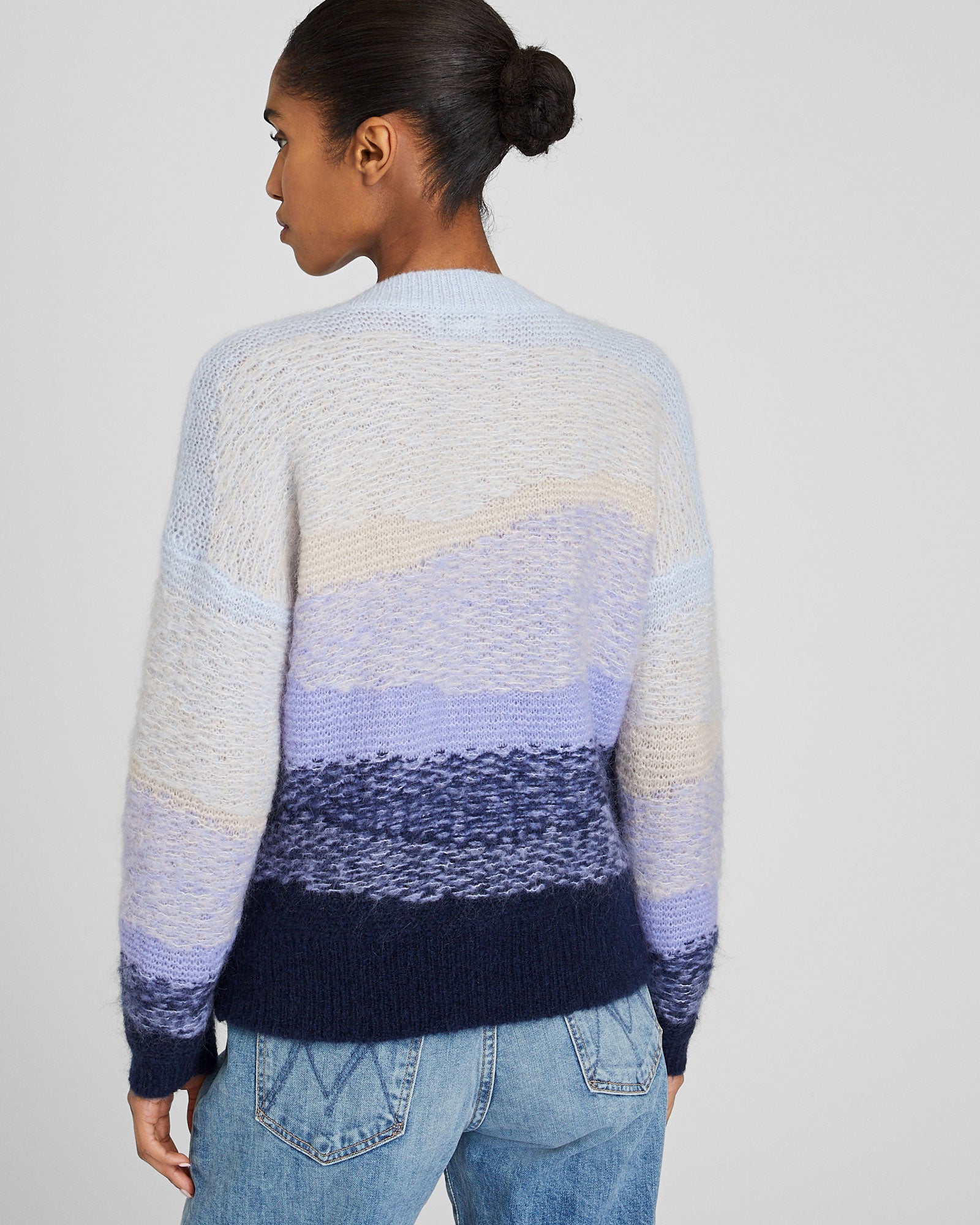 CLUB MONACO - Chandail à col en V en jacquard - Mélange bleu clair